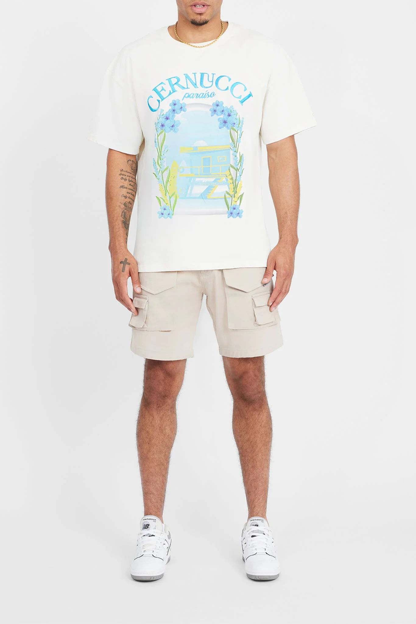 Multi Cargo Pocket Shorts - Beige - Image 2