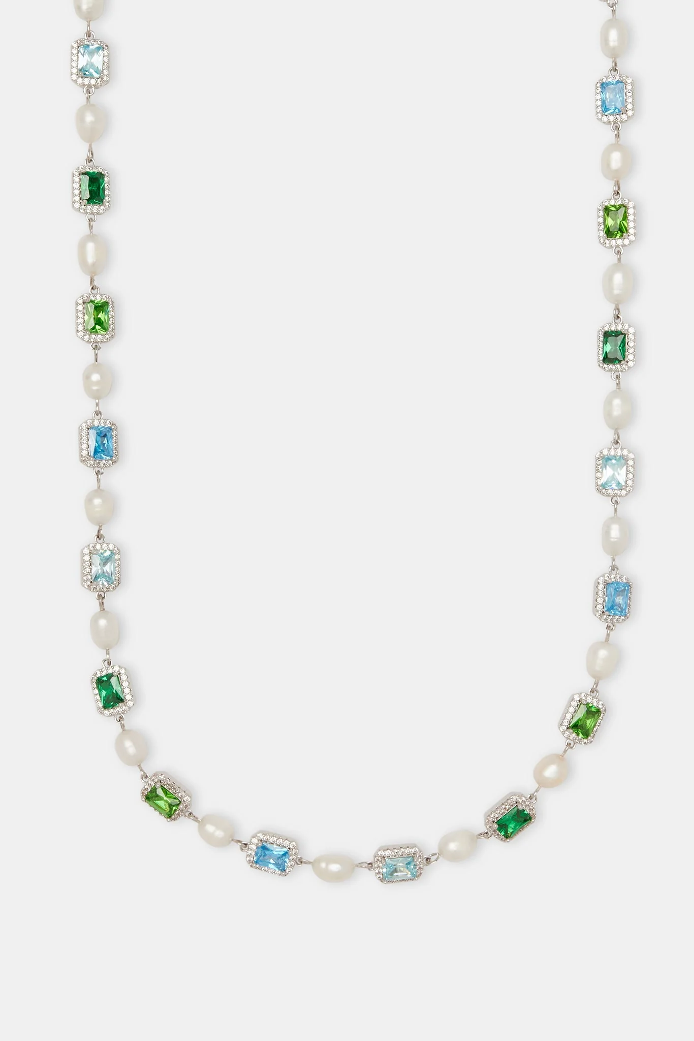 Multi Colour Blue Gemstone Freshwater Pearl Necklace - Image 2