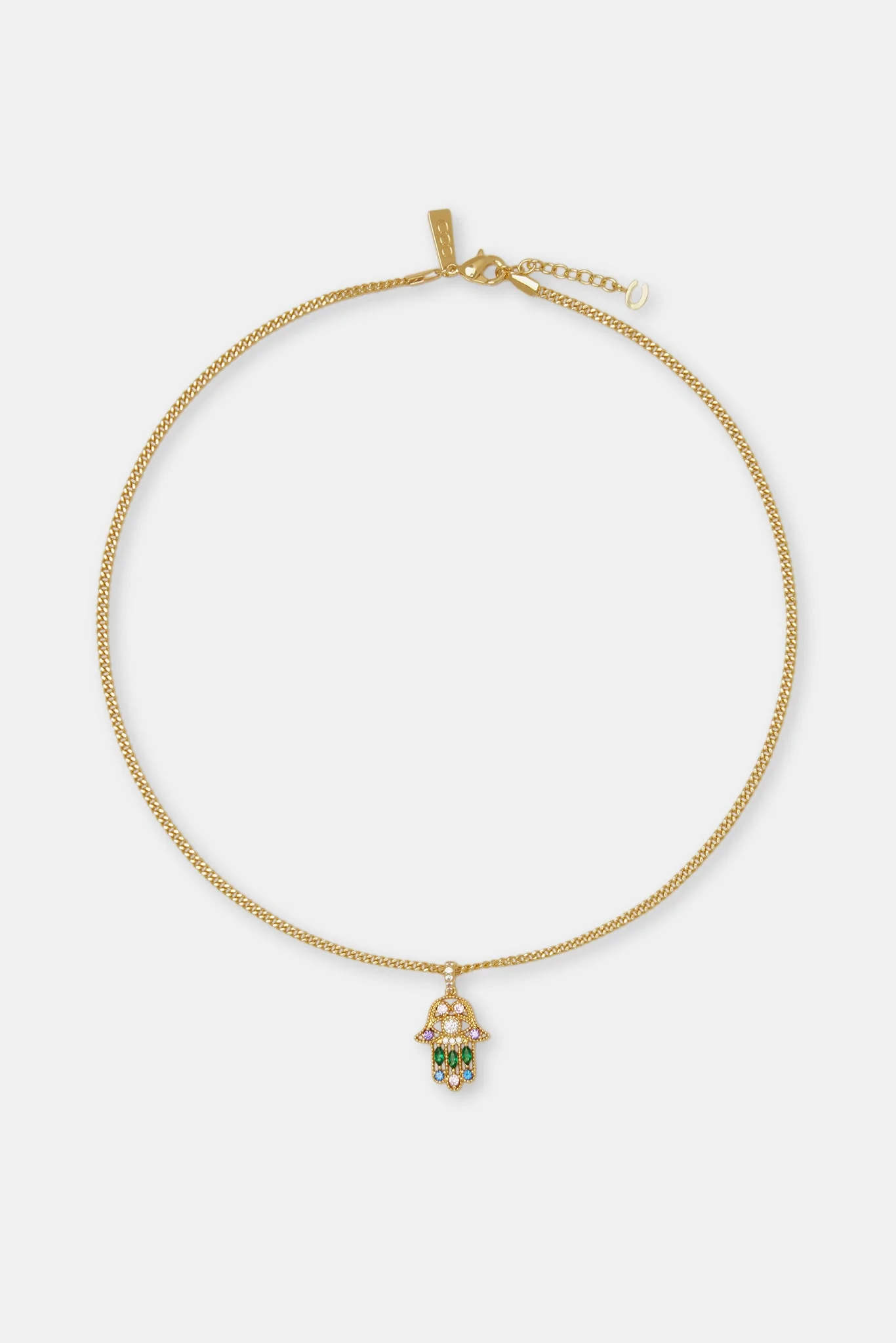 Multi Colour Hamsa Hand Cuban Necklace - 20mm - Image 4
