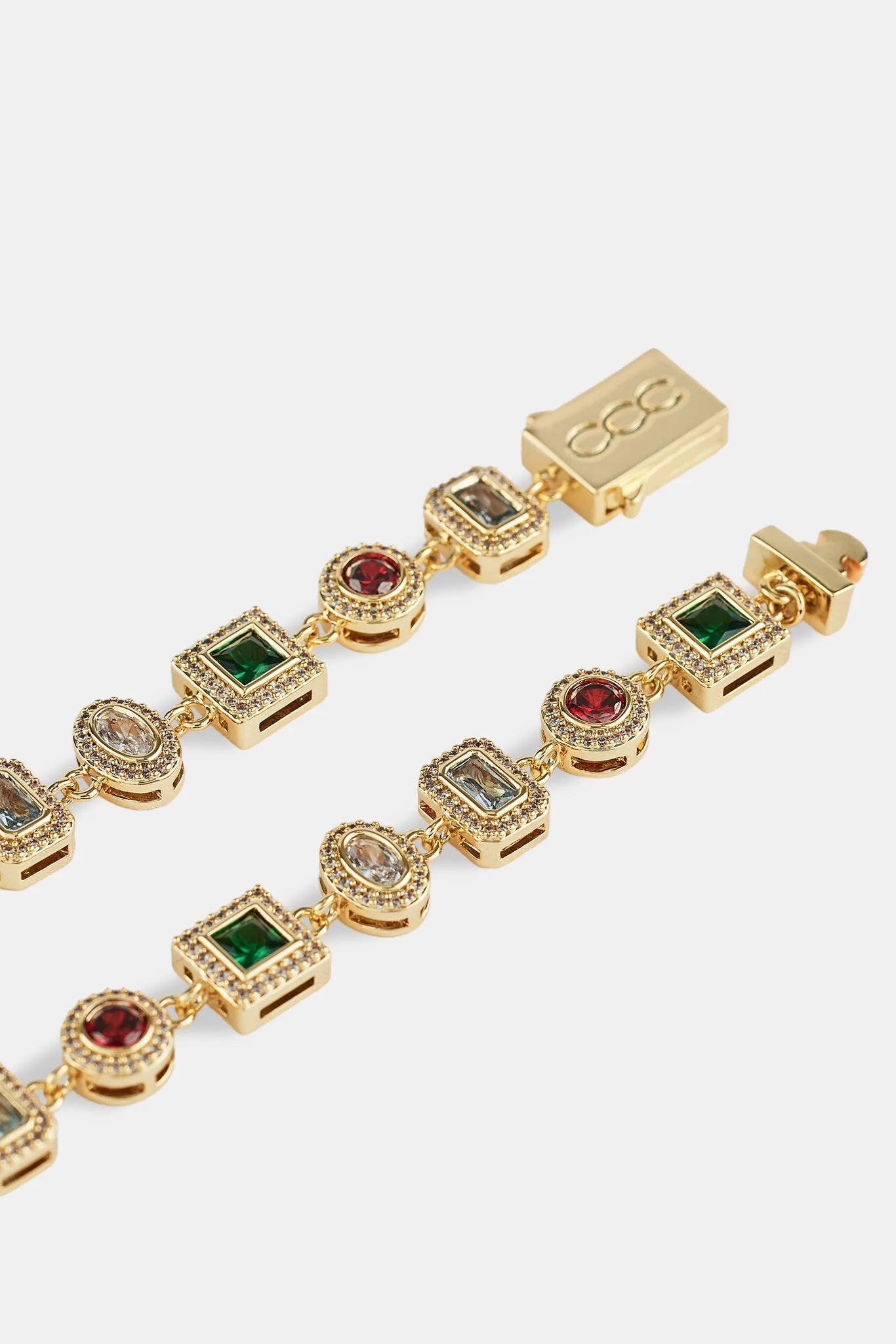 Multi Colour Mixed Shape Cluster Bracelet - 6mm - Gold - Image 3
