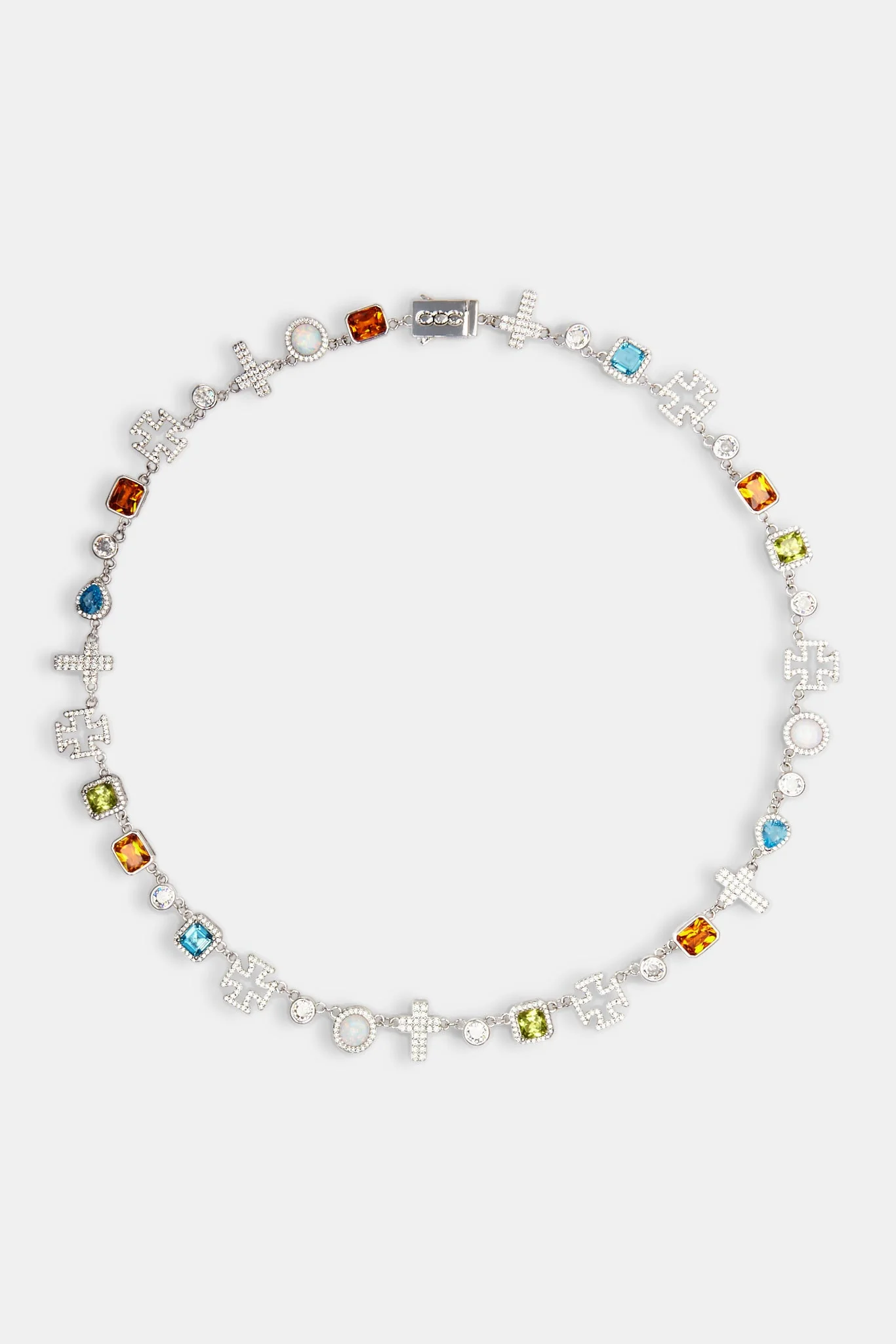 Multi Gemstone & Cross Chain - White - 10mm - Image 3