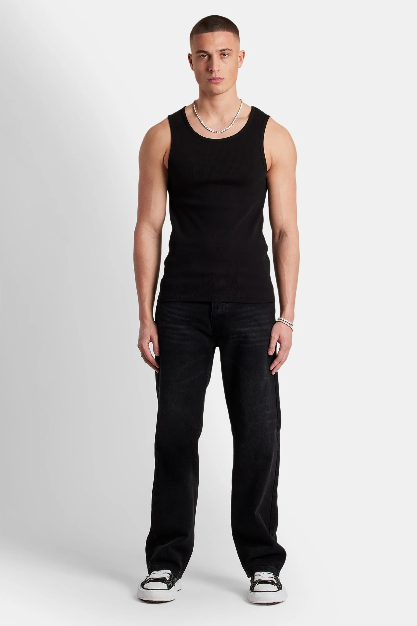 Cernucci Muscle Fit Ribbed Vest - Black - Image 4