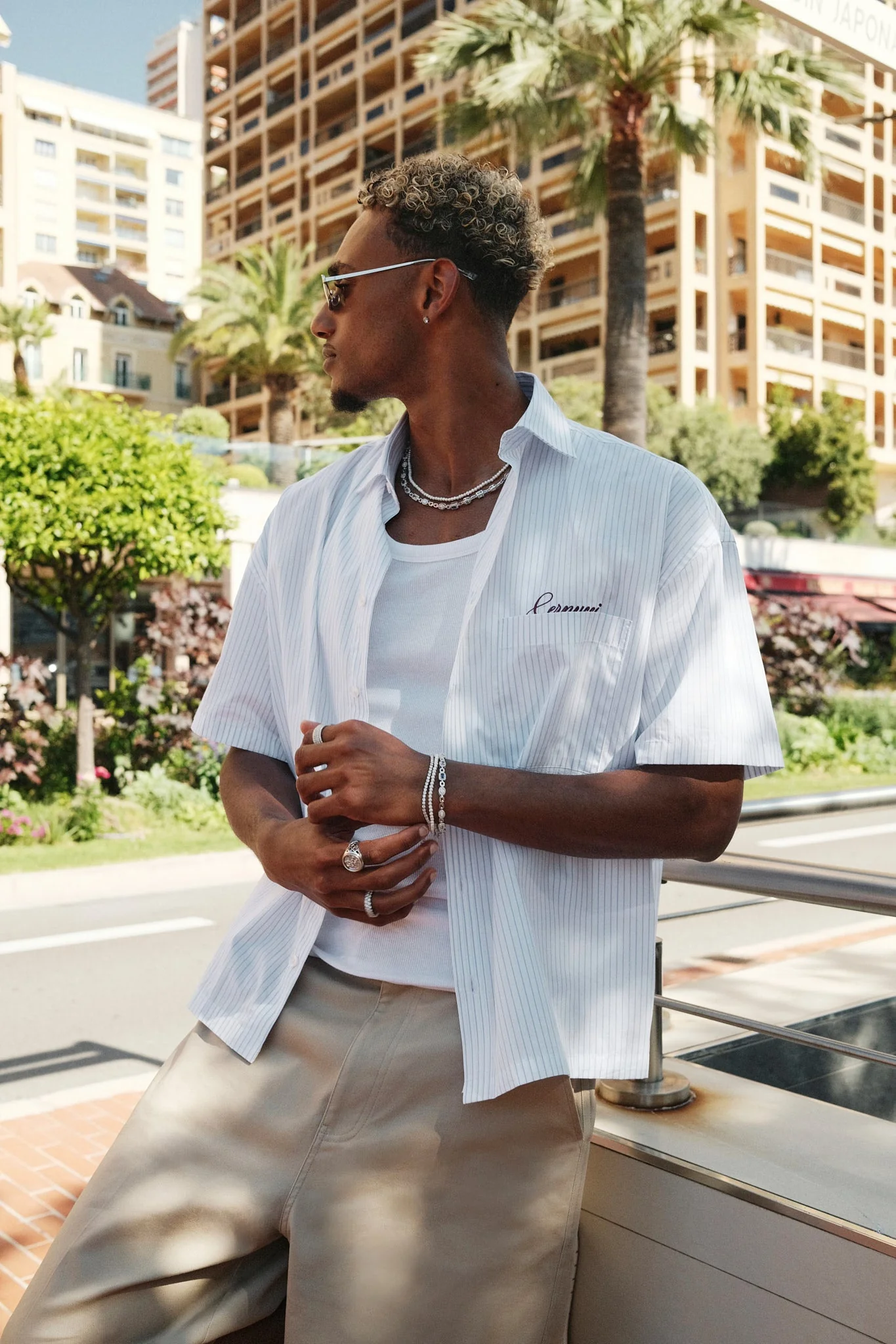 New York Embroidered Stripe Shirt - Light Blue - Image 3