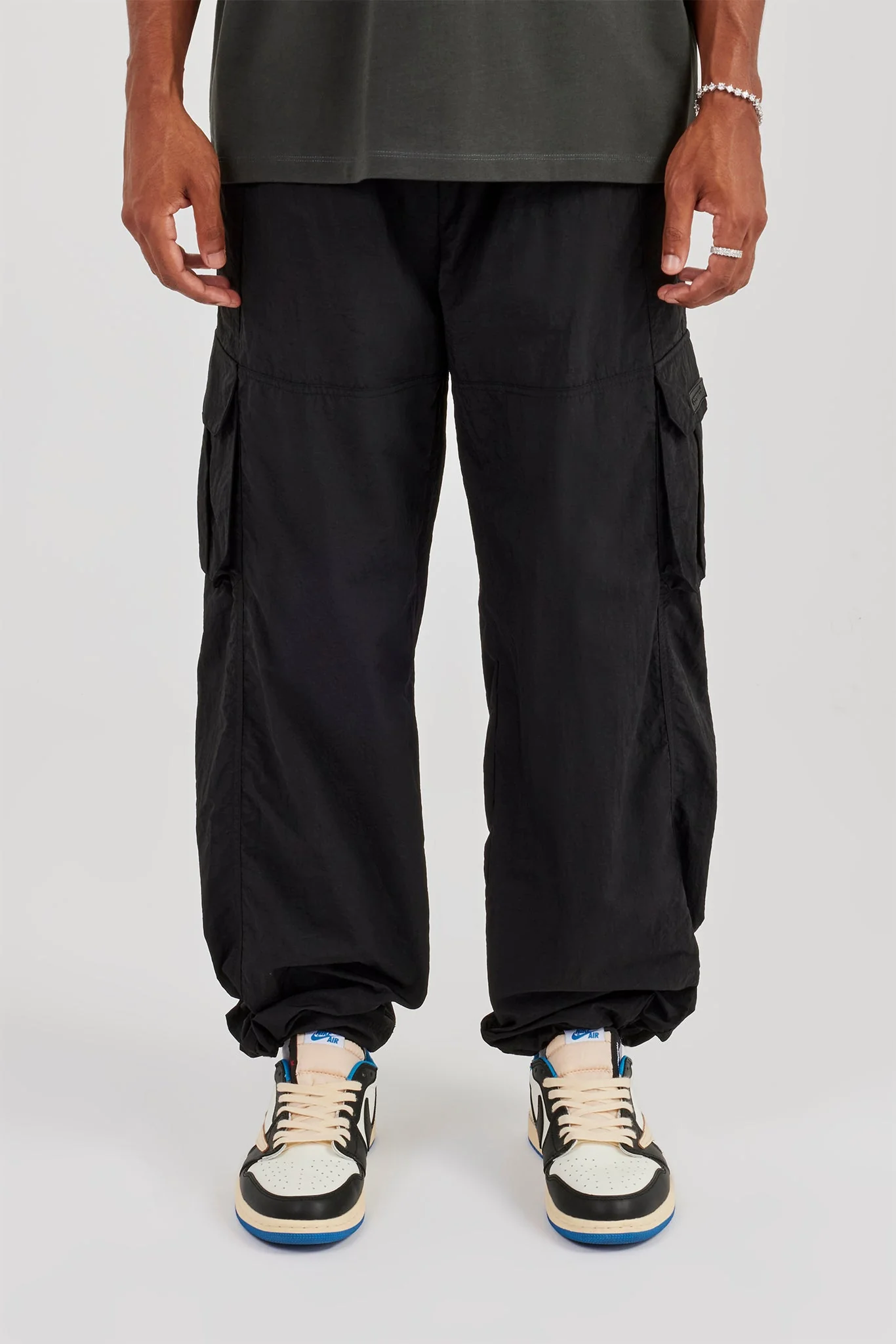 Nylon Baggy Cargo Pant - Black - Image 2