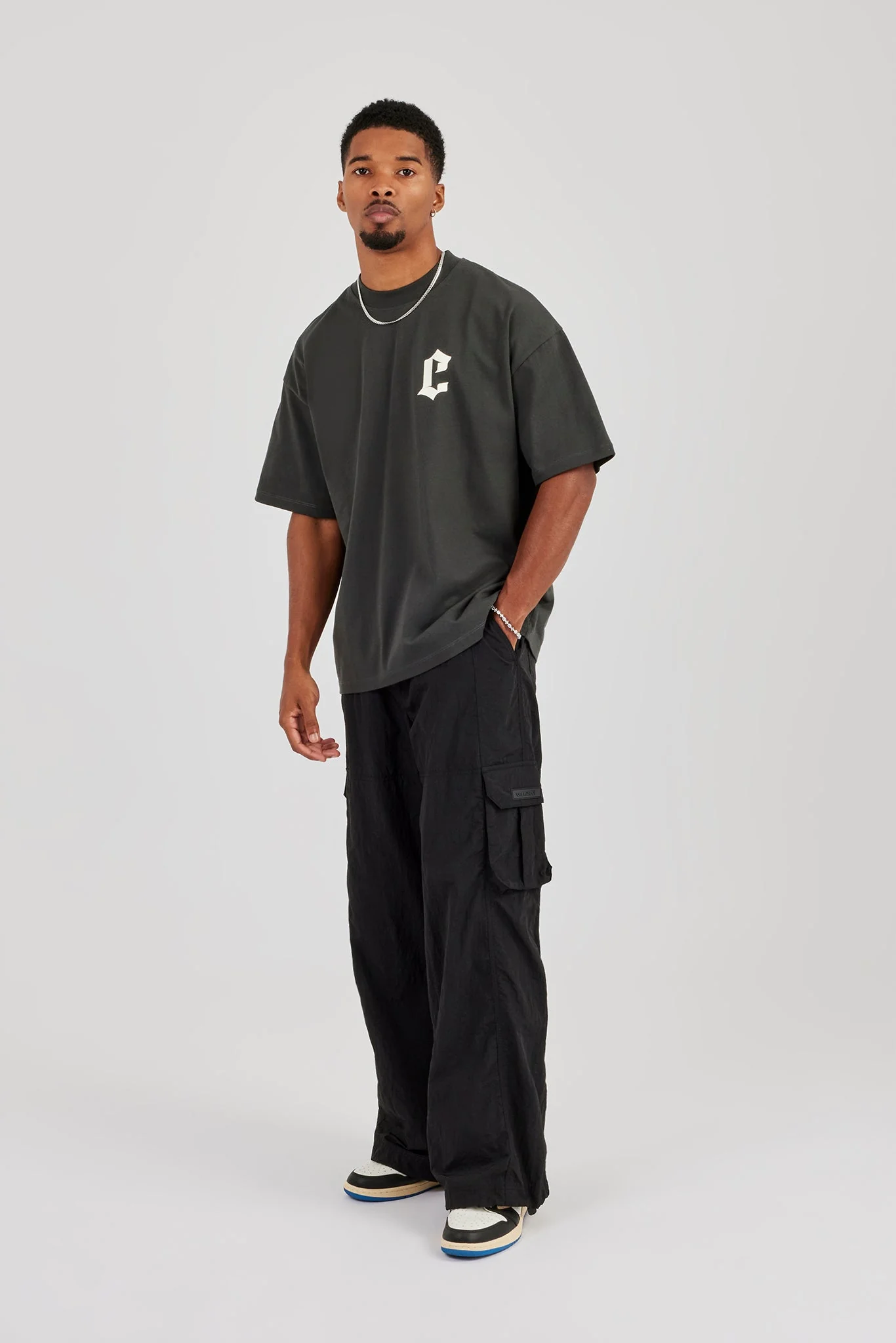 Nylon Baggy Cargo Pant - Black - Image 4