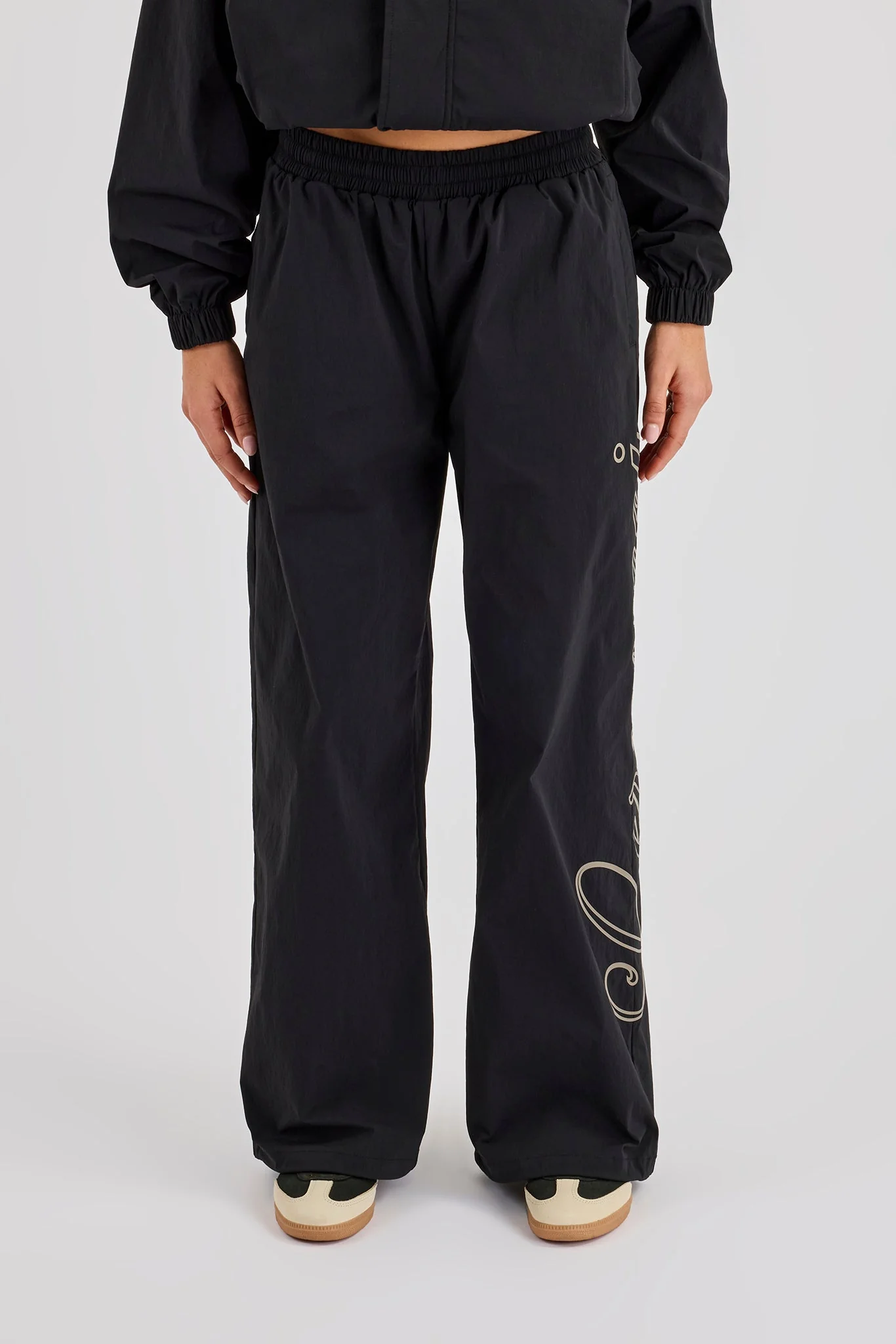 Nylon Branded Baggy Jogger - Black - Image 2