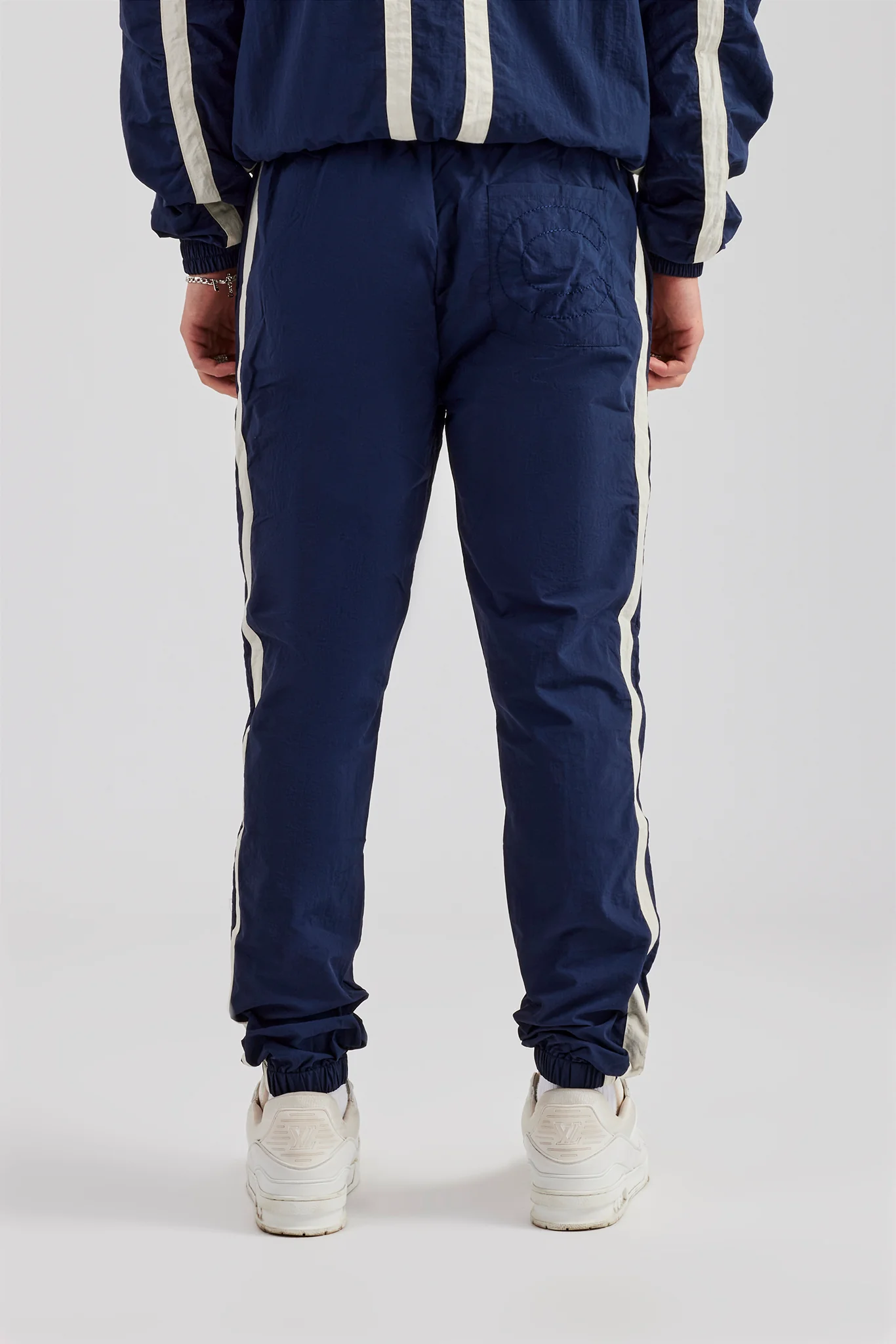 Nylon Colour Block Cuffed Jogger - Navy - Image 2