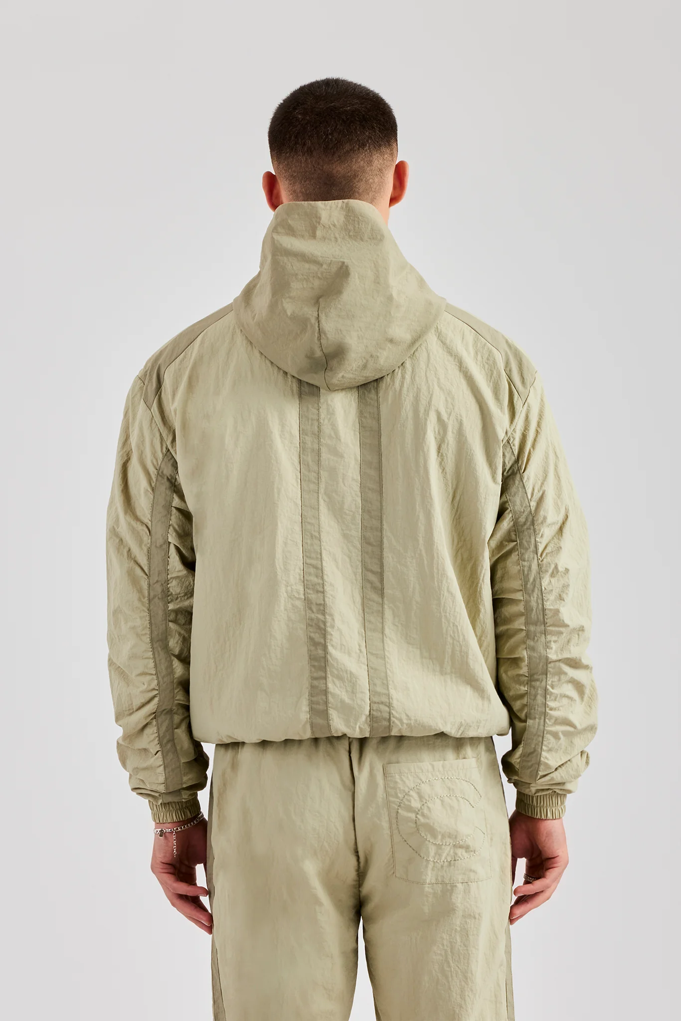 Nylon Colour Block Zip Through - Light Khaki - Image 2