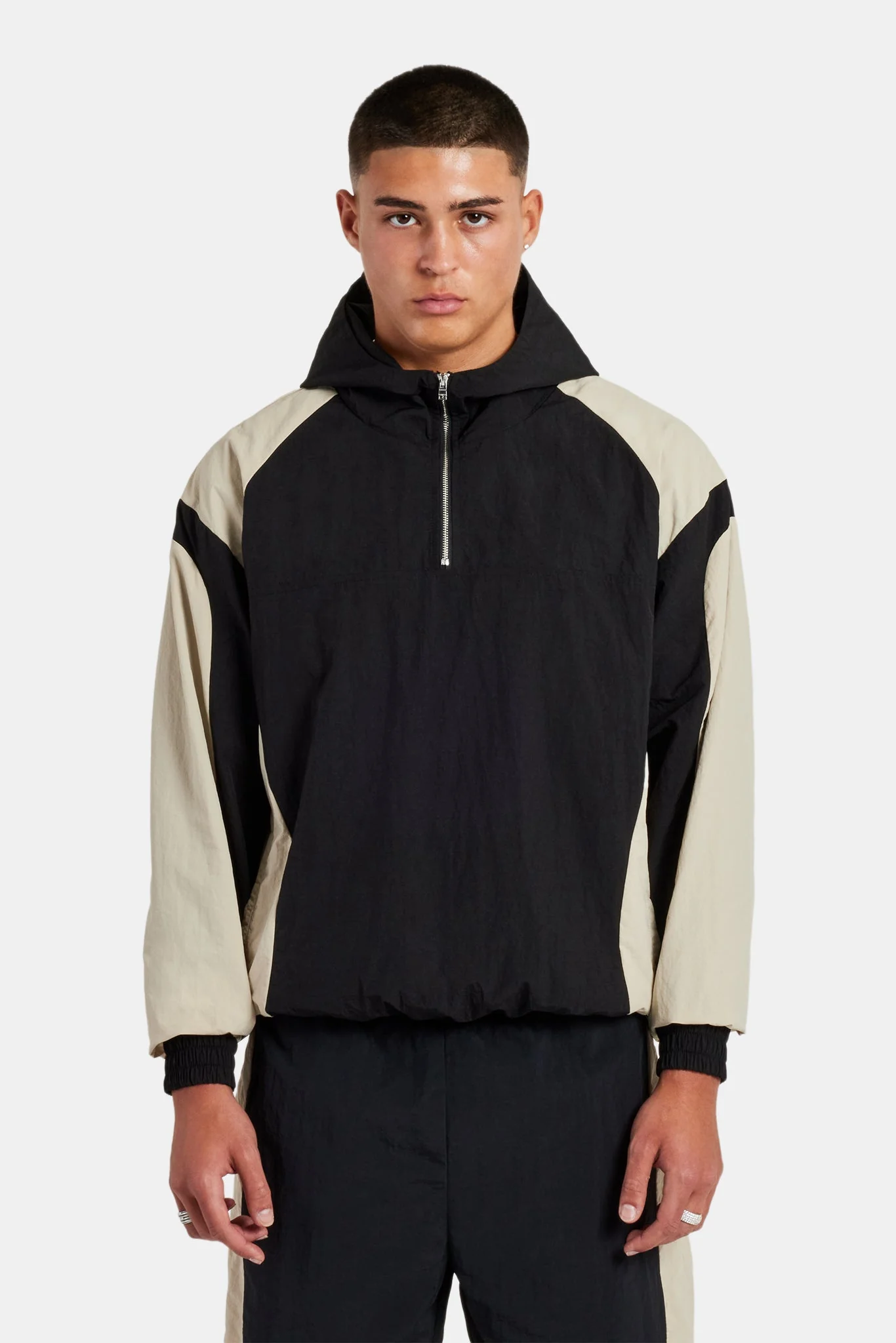 Nylon Hooded Track Jacket - Black - Image 2