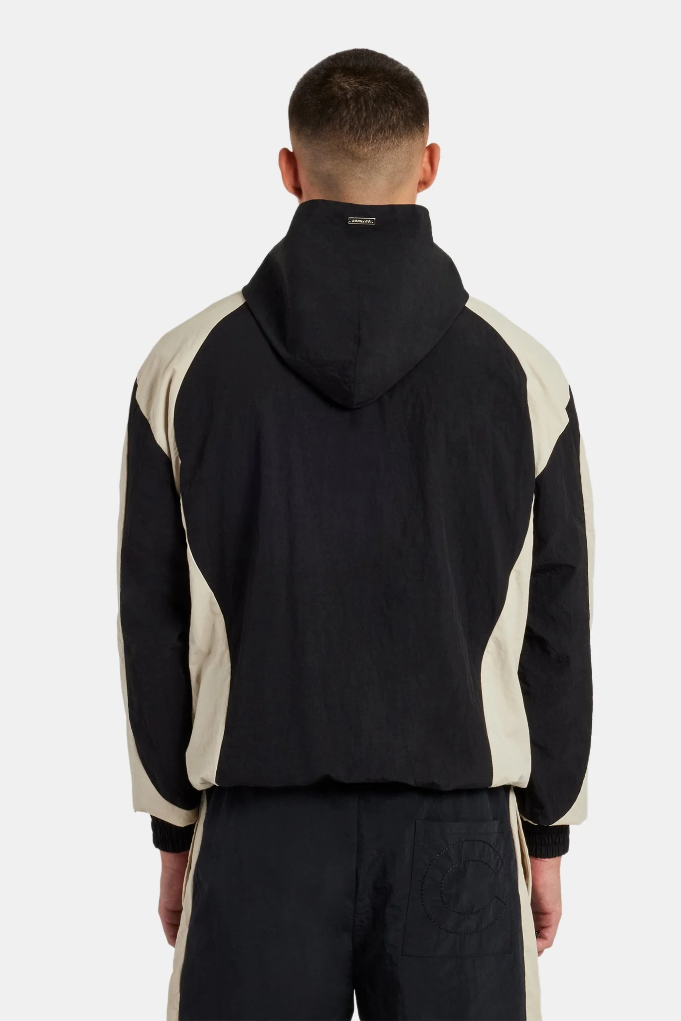 Nylon Hooded Track Jacket - Black - Image 3