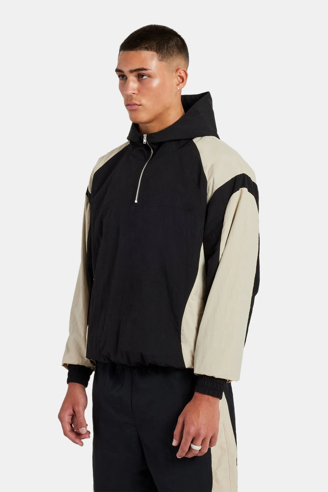Nylon Hooded Track Jacket - Black - Image 4