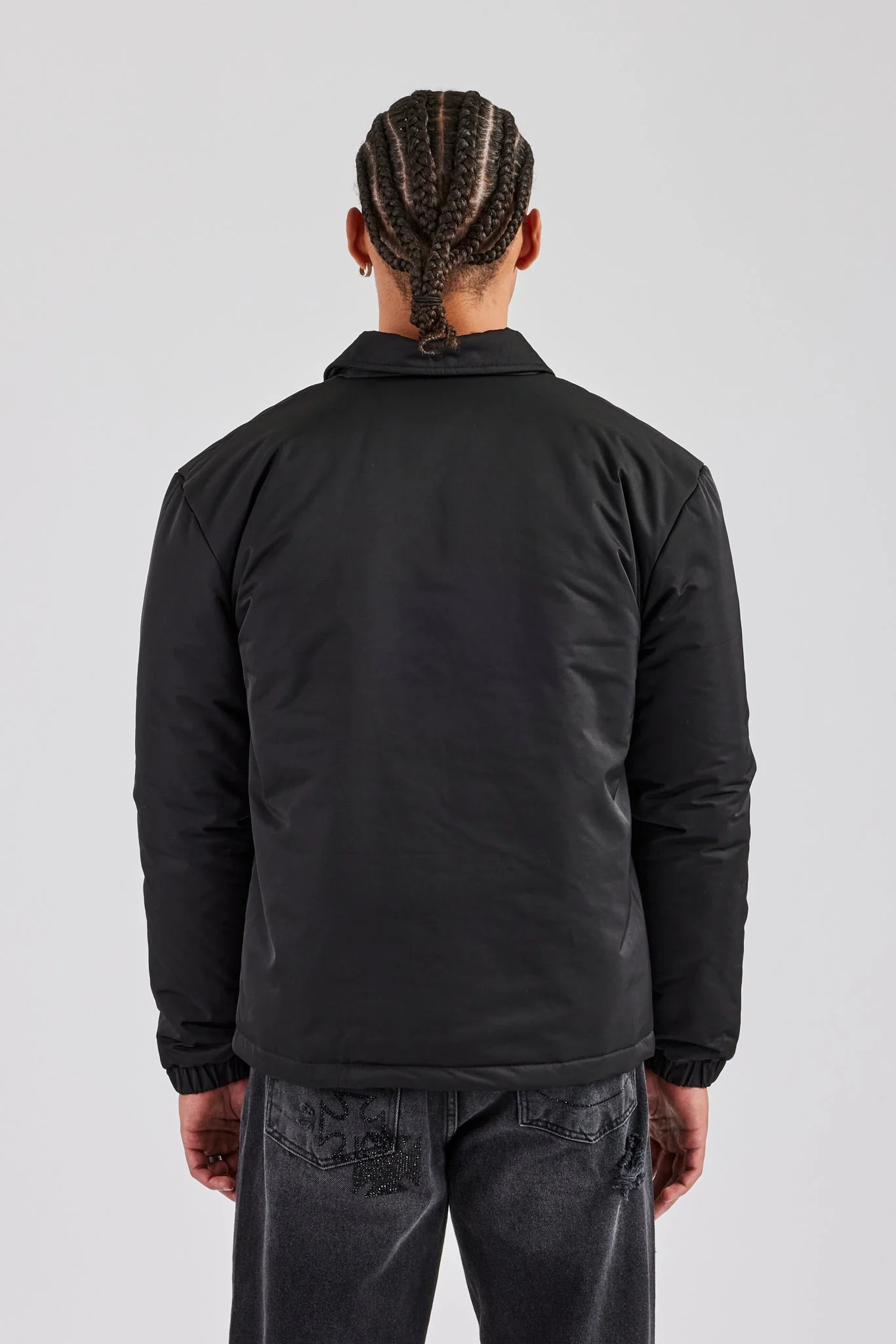 Nylon Padded Harrington Jacket - Black - Image 4