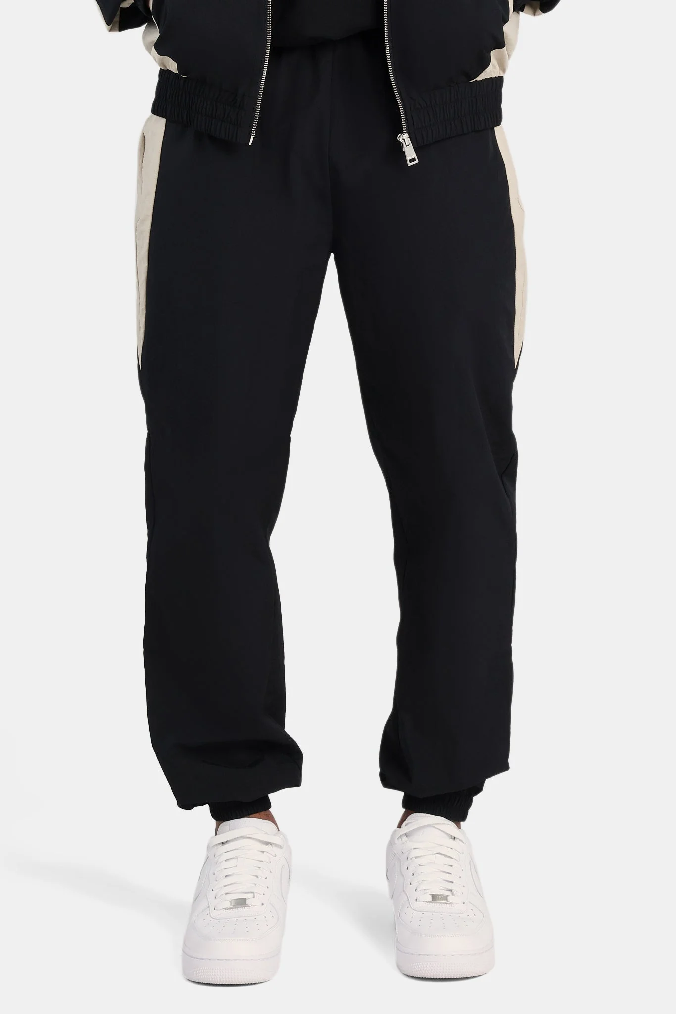 Nylon Panelled Track Joggers - Black - Image 2