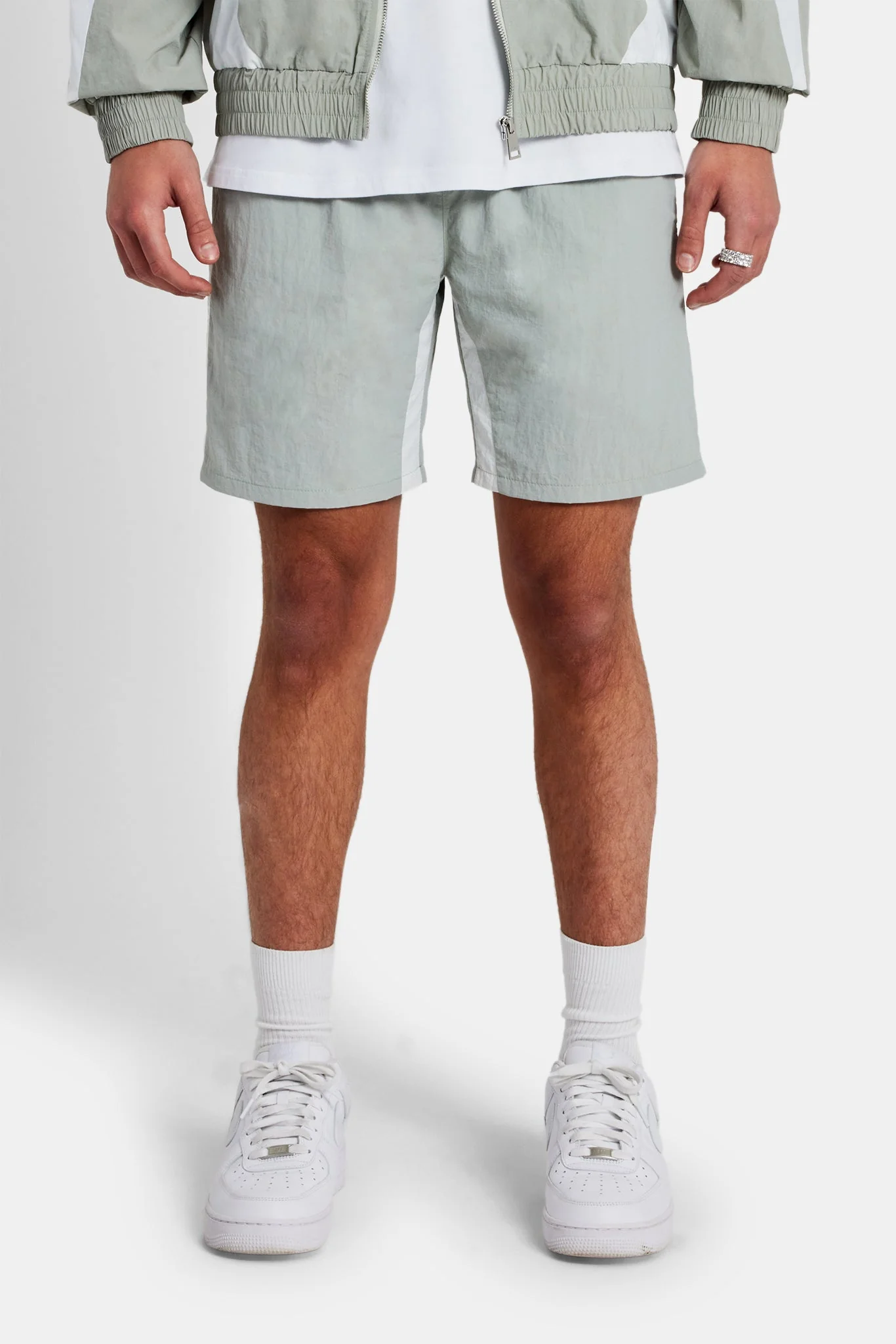 Nylon Panelled Track Short - Light Grey - Image 4