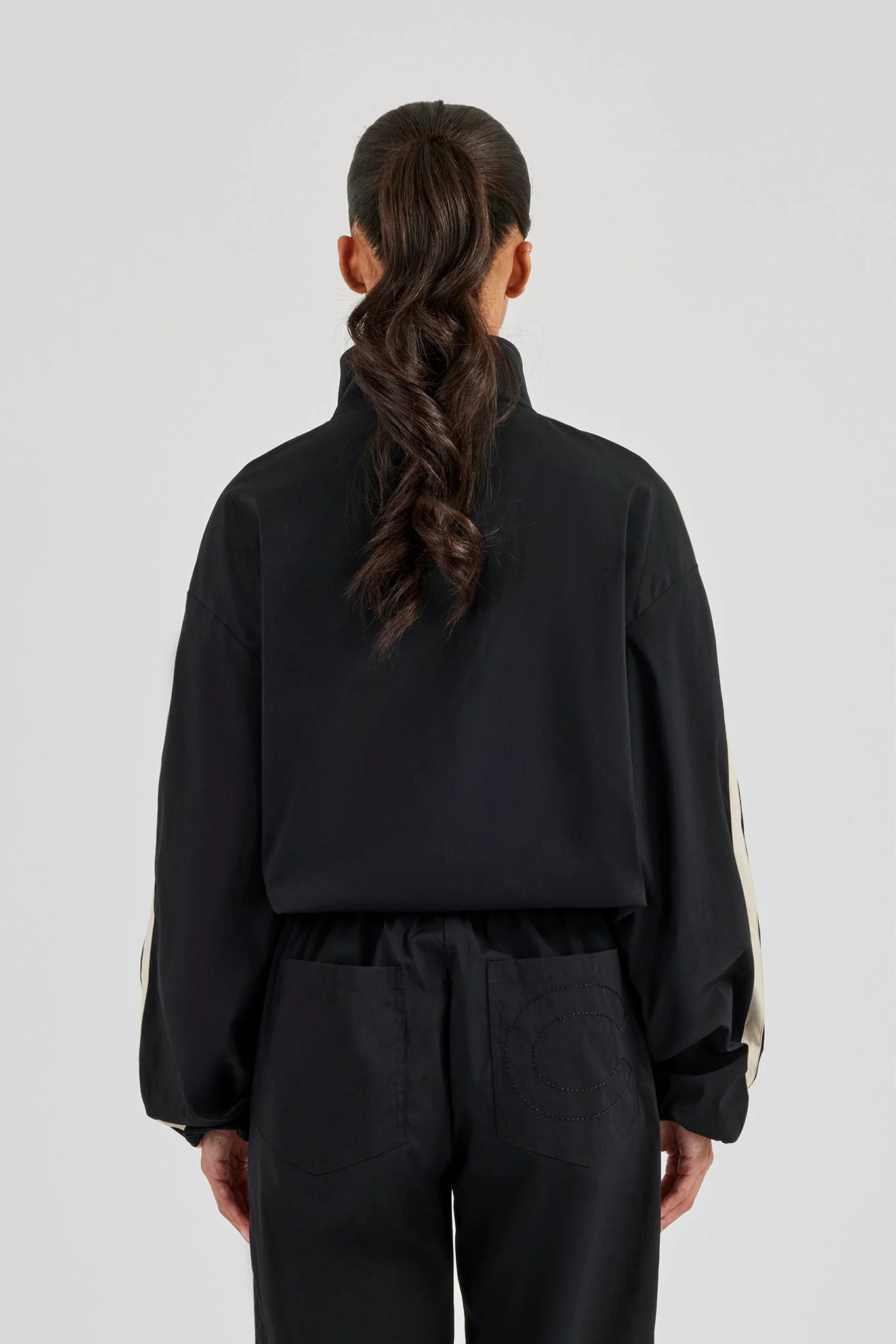 Nylon Taping Track Jacket - Black - Image 3