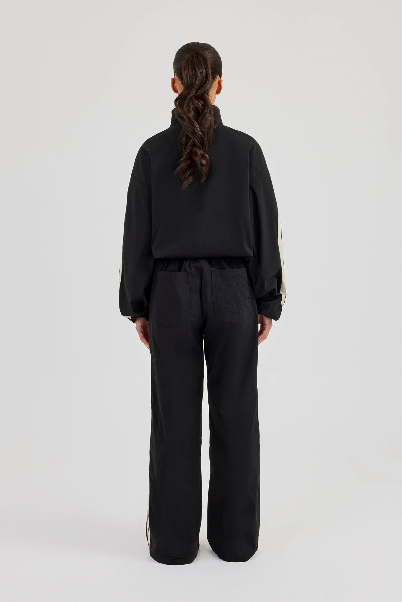 Nylon Taping Track Jacket & Bottoms - Black - Image 3