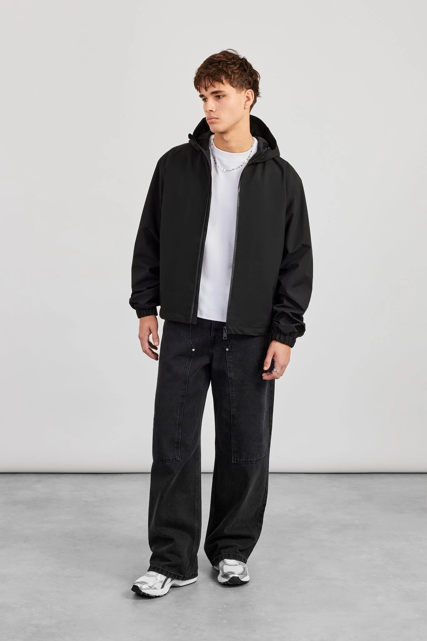 Nylon Track Jacket - Black - Image 2