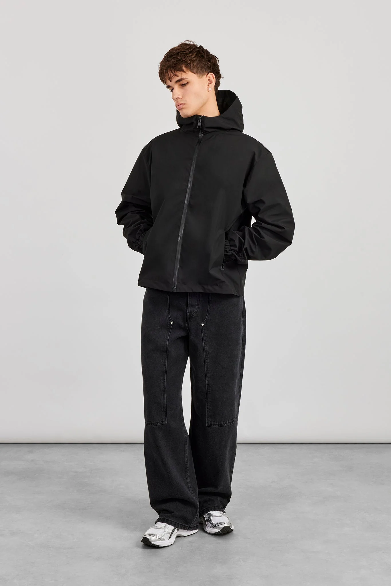 Nylon Track Jacket - Black - Image 3
