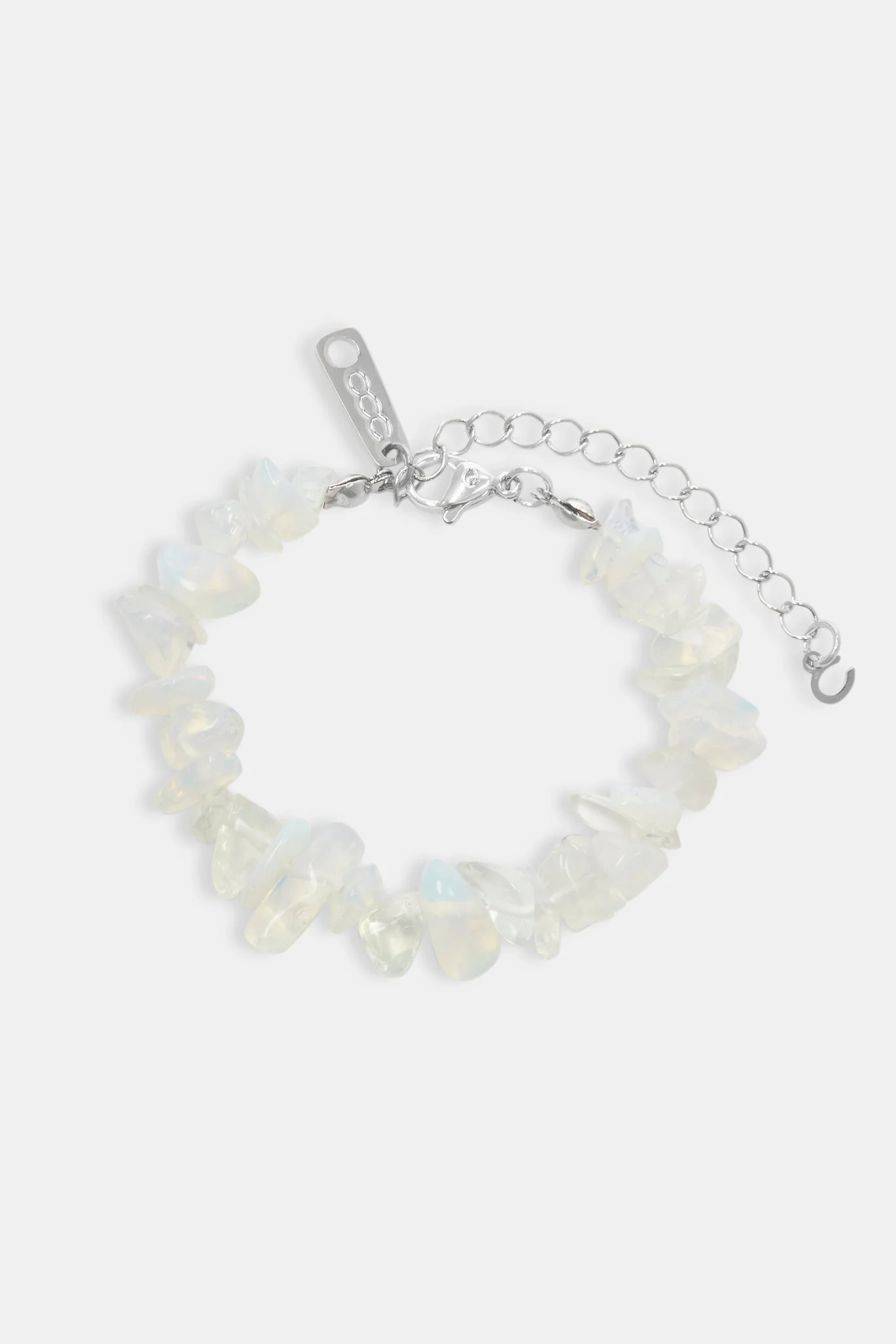 Opal Shard Bead Bracelet - White - 6mm - Image 2