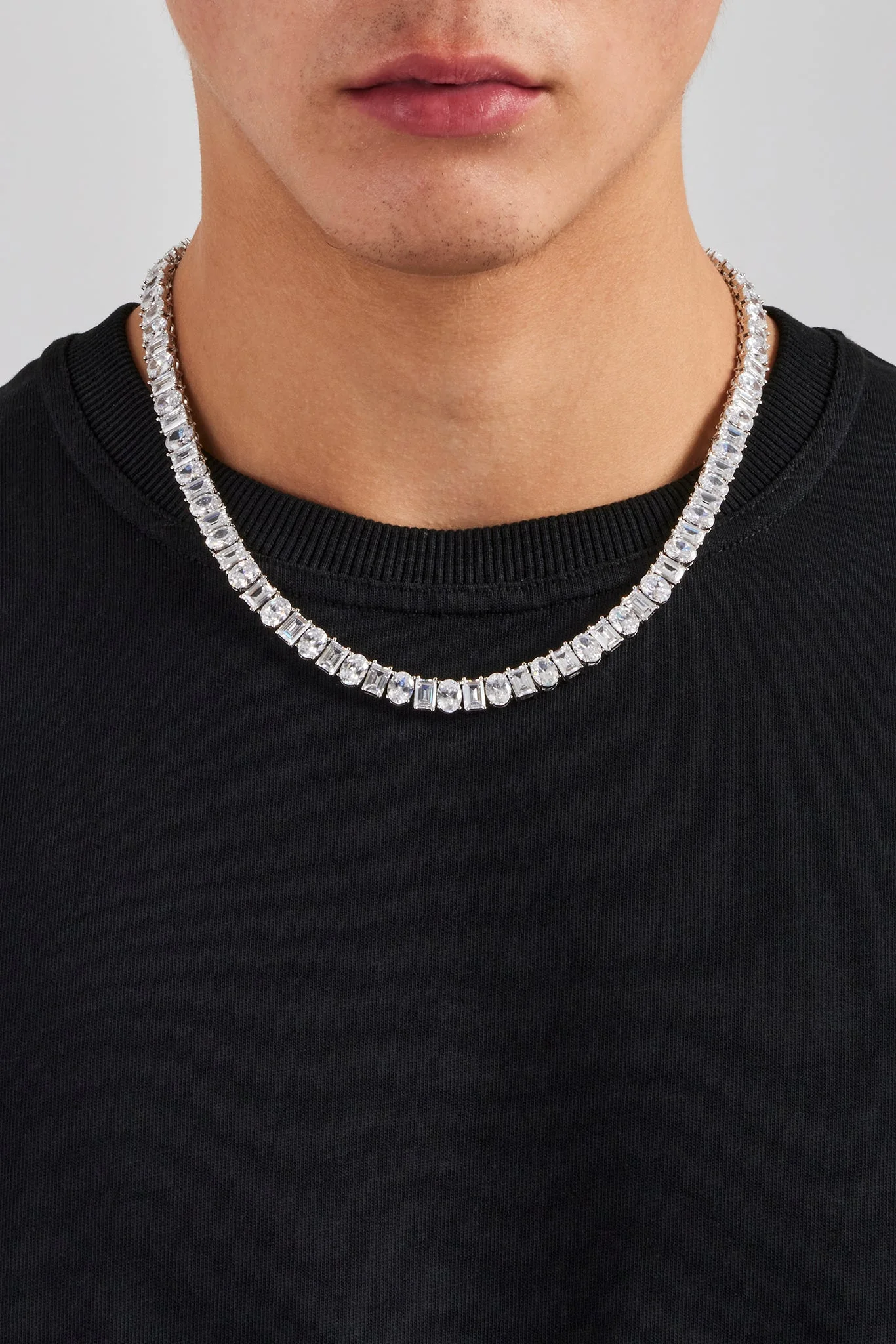 Oval & Baguette Stone Tennis Chain - 8mm - Image 3