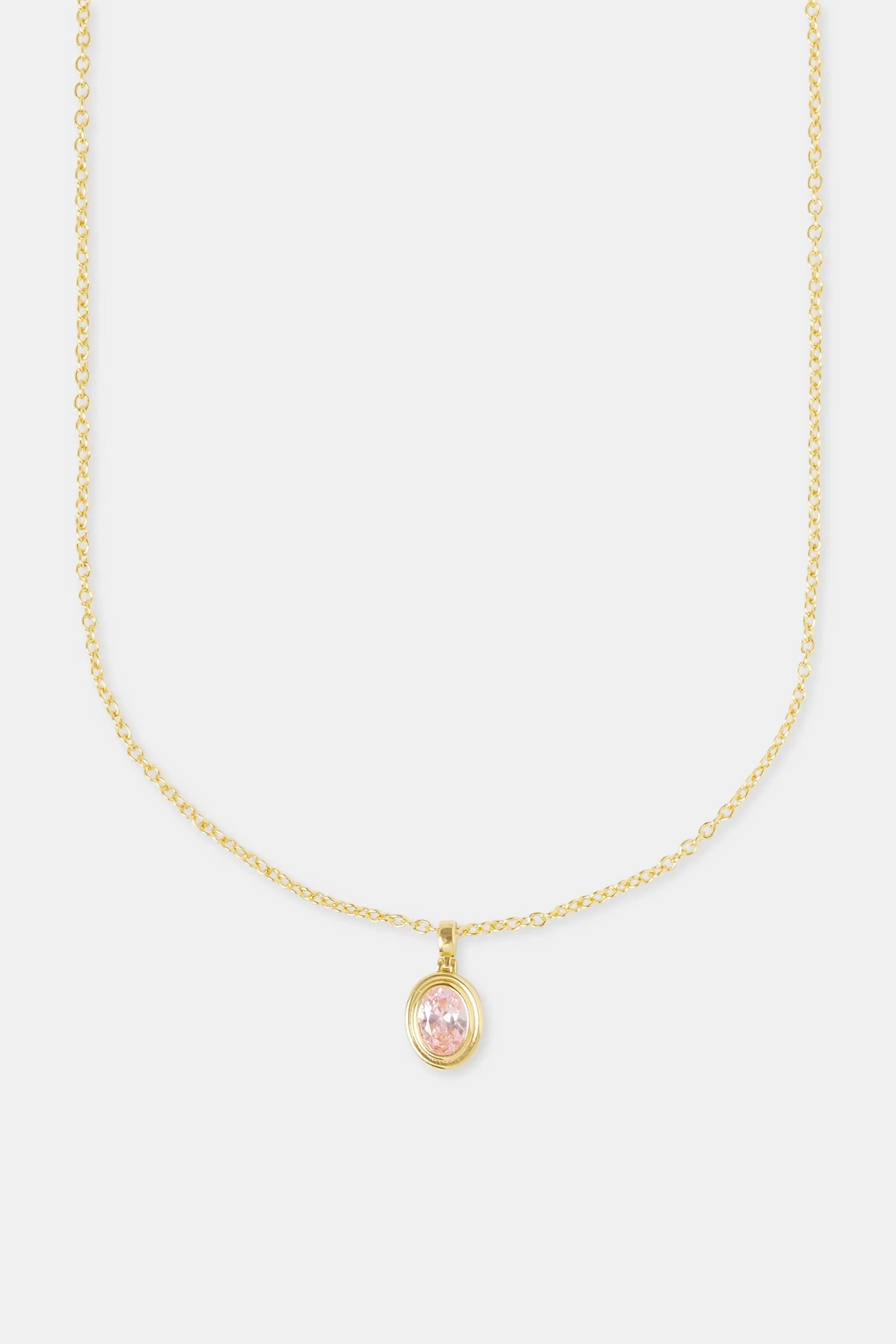 Oval Cz Pendant Necklace - 12mm - Image 2