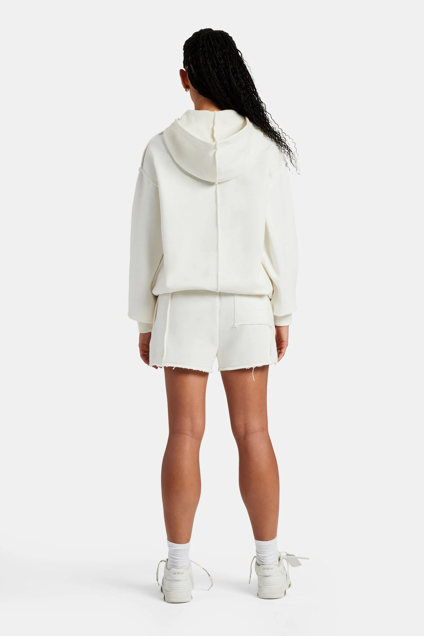 Overlock Oversized Hoodie & Short Set - Off White - Image 3