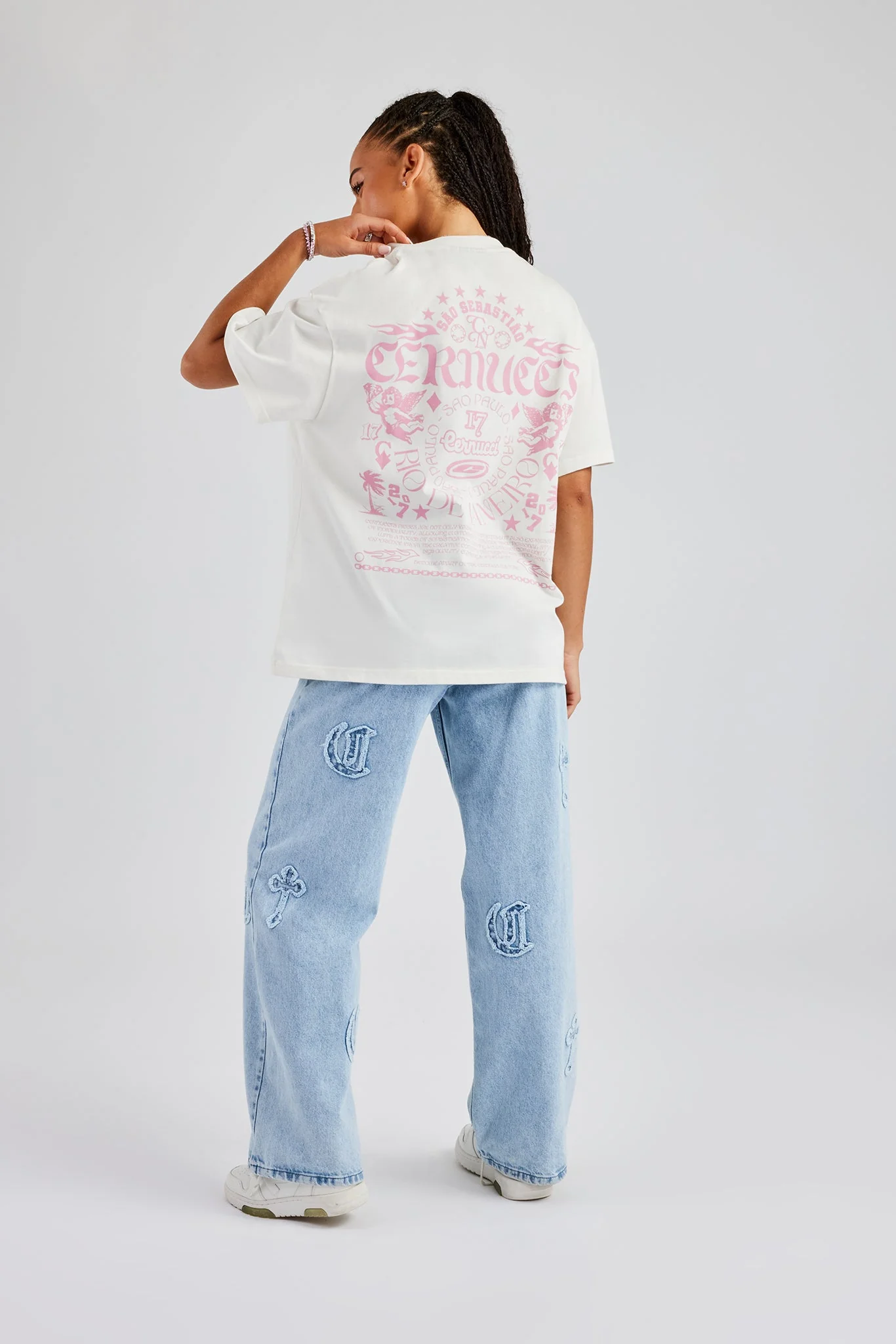 Oversized Back Print T-Shirt - Off White - Image 4