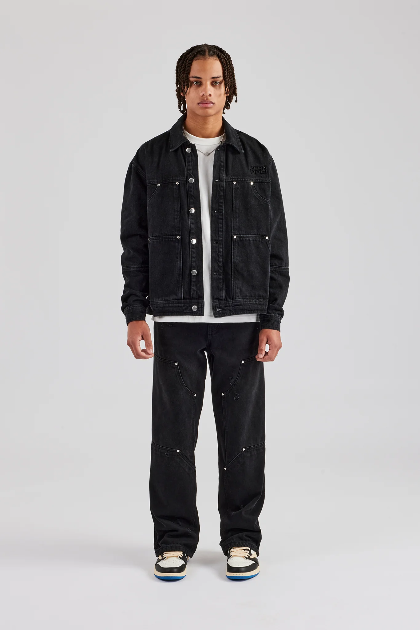 Oversized Carpenter Denim Jacket & Baggy Jean - Washed Black - Image 6