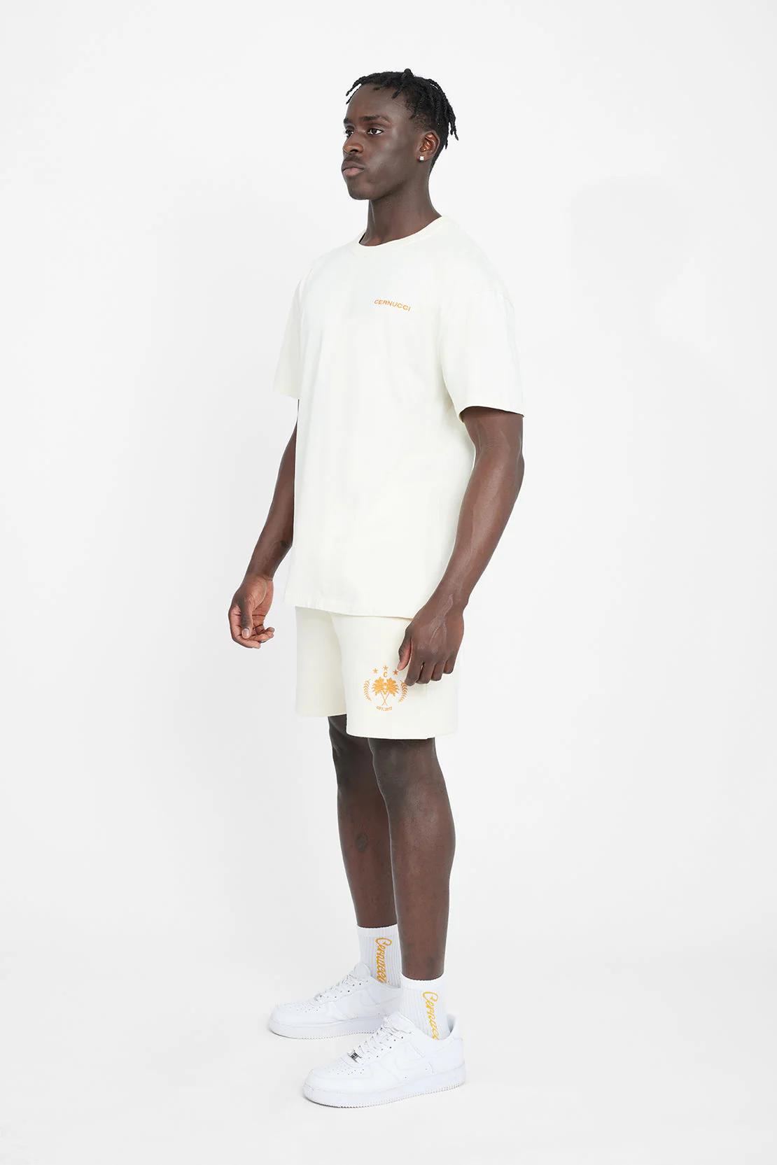 Oversized Cernucci Crest T-Shirt - Ecru - Image 4