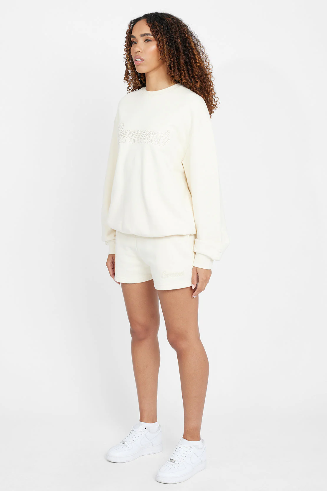 Oversized Cernucci Embroidered Sweatshirt - Ecru - Image 2
