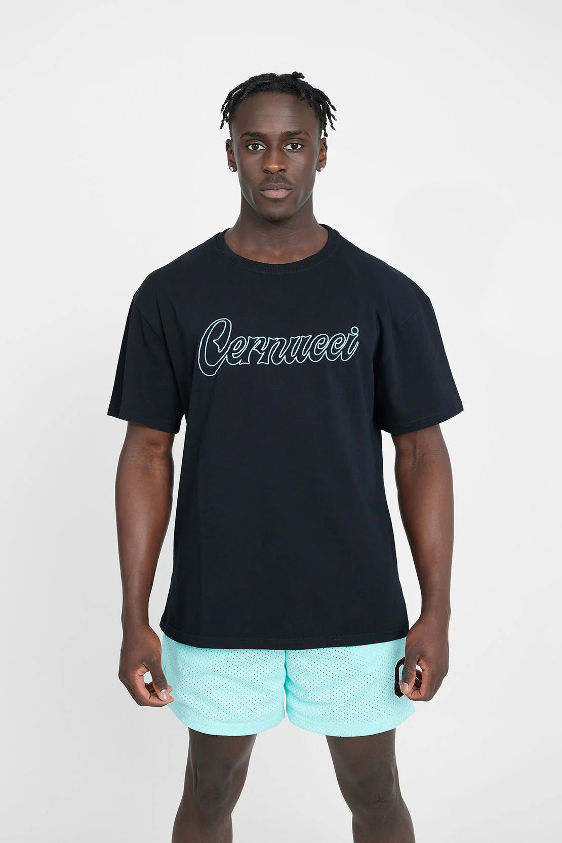 Oversized Cernucci Outline T-Shirt - Black - Image 2