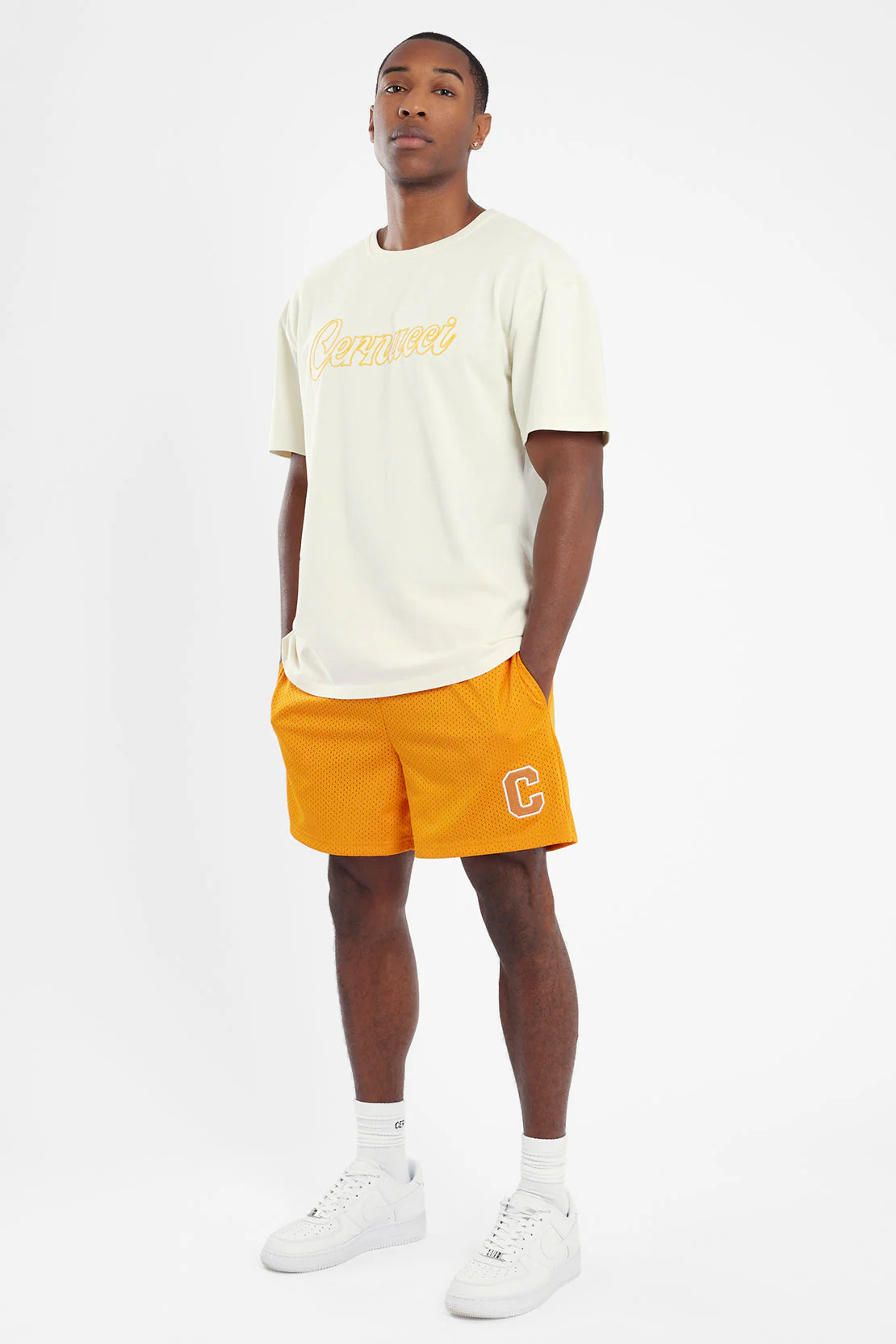 Oversized Cernucci Outline T-Shirt - Cream - Image 3