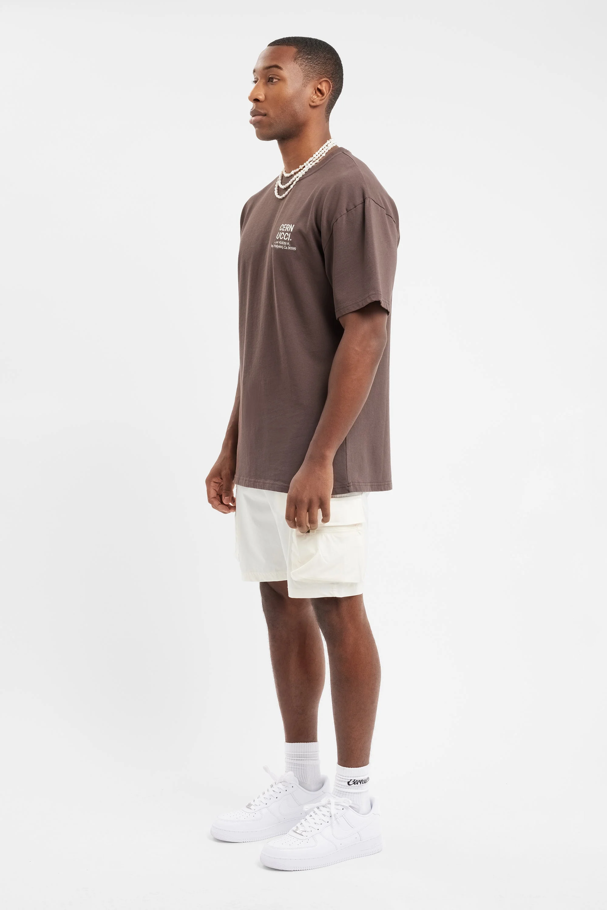 Oversized Cernucci Text T-Shirt - Chocolate - Image 3