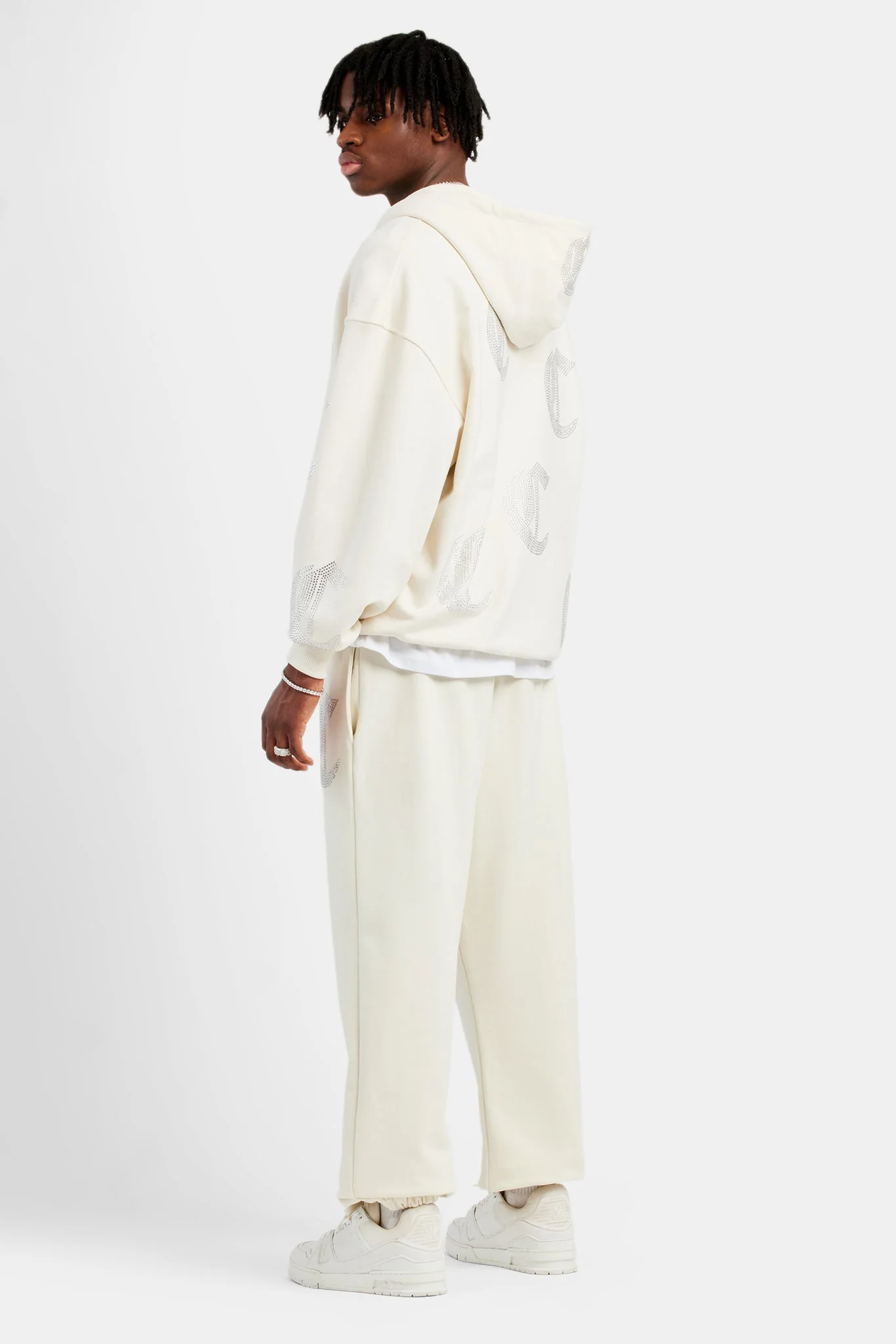 Oversized Rhinestone Joggers - Ecru - Image 2