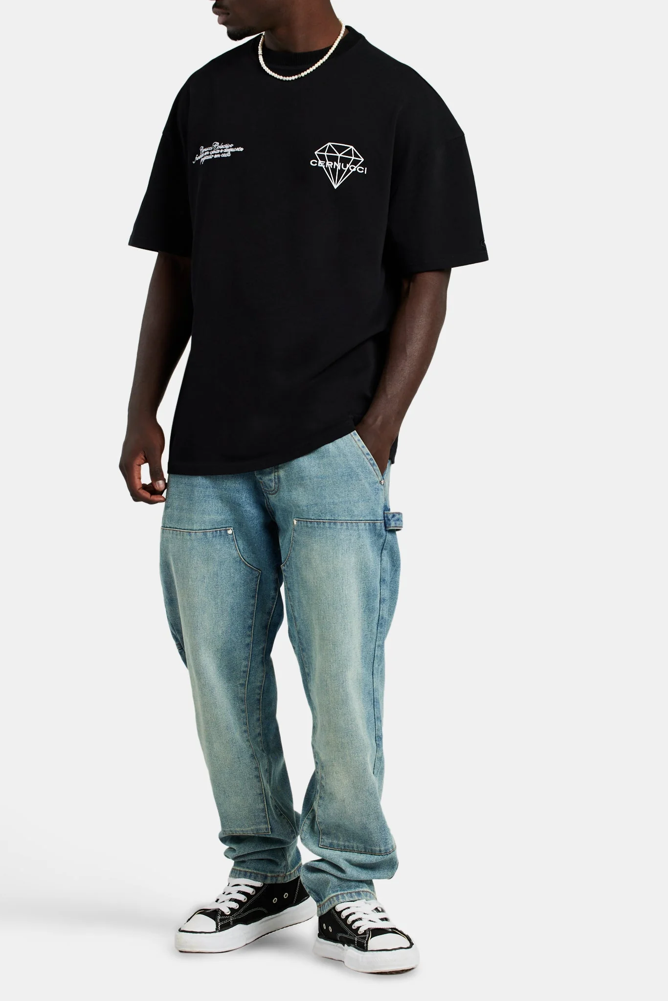 Oversized Iced Print T-Shirt - Black - Image 4