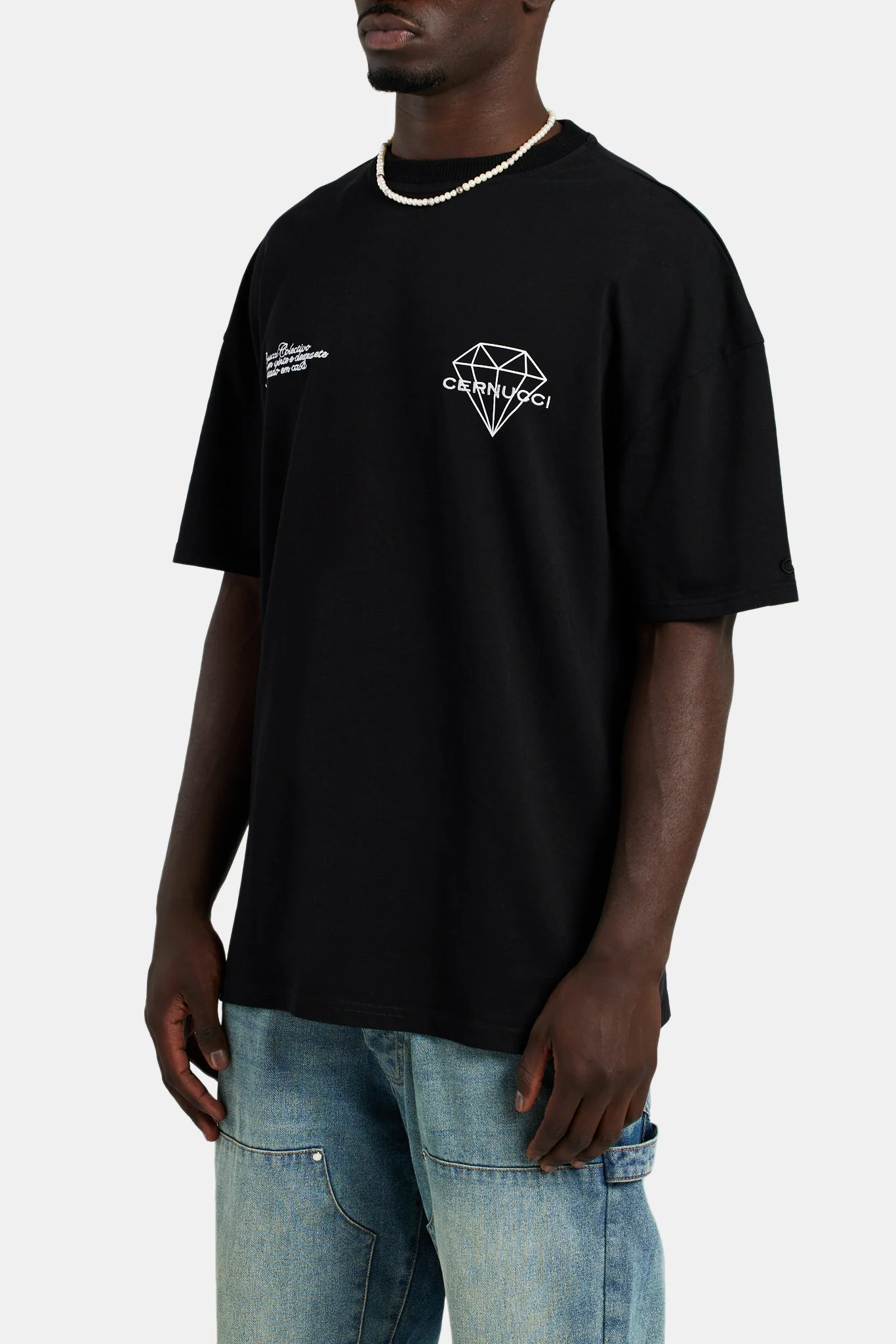 Oversized Iced Print T-Shirt - Black - Image 5