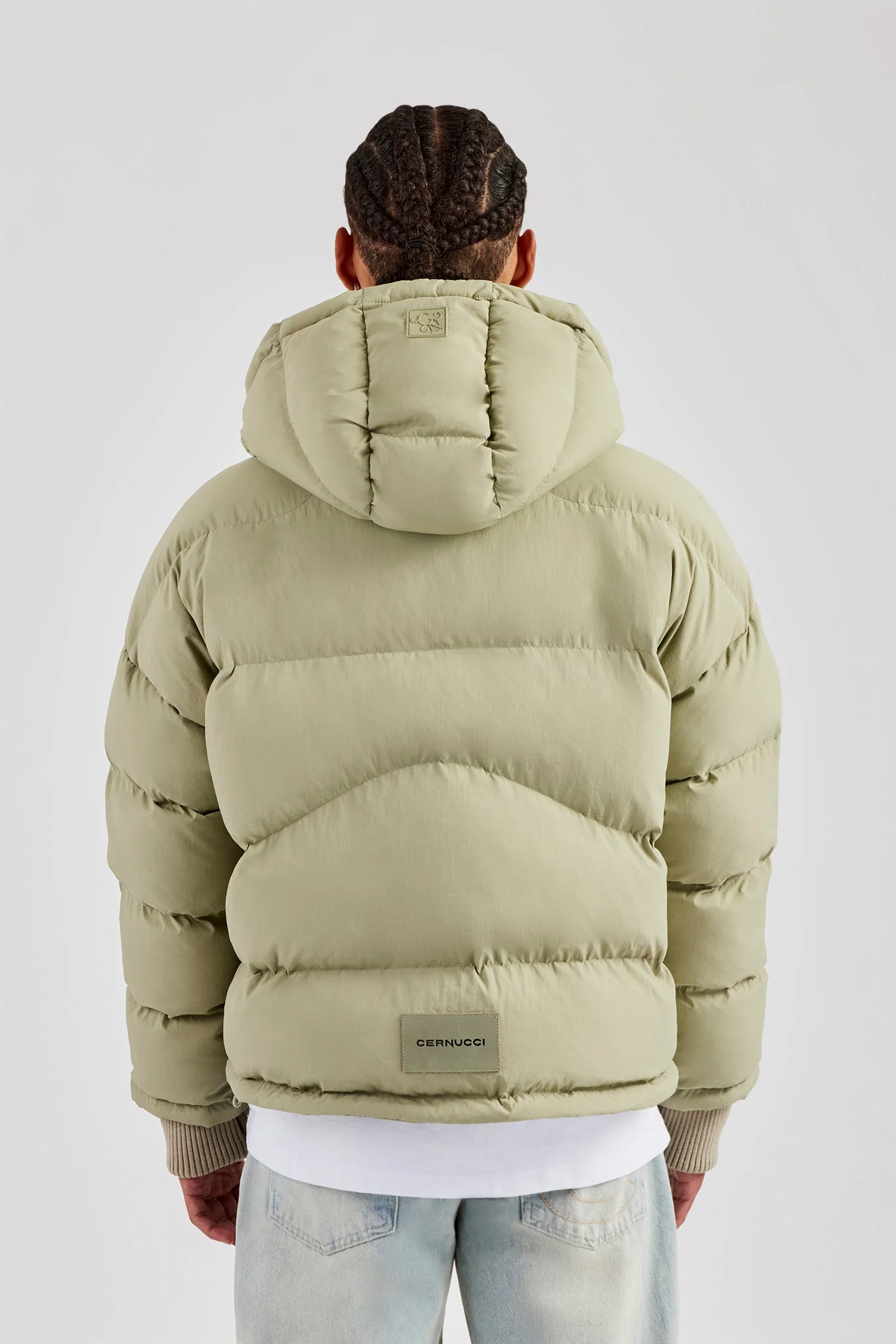 Oversized Hooded Puffer Jacket - Sage - Image 4