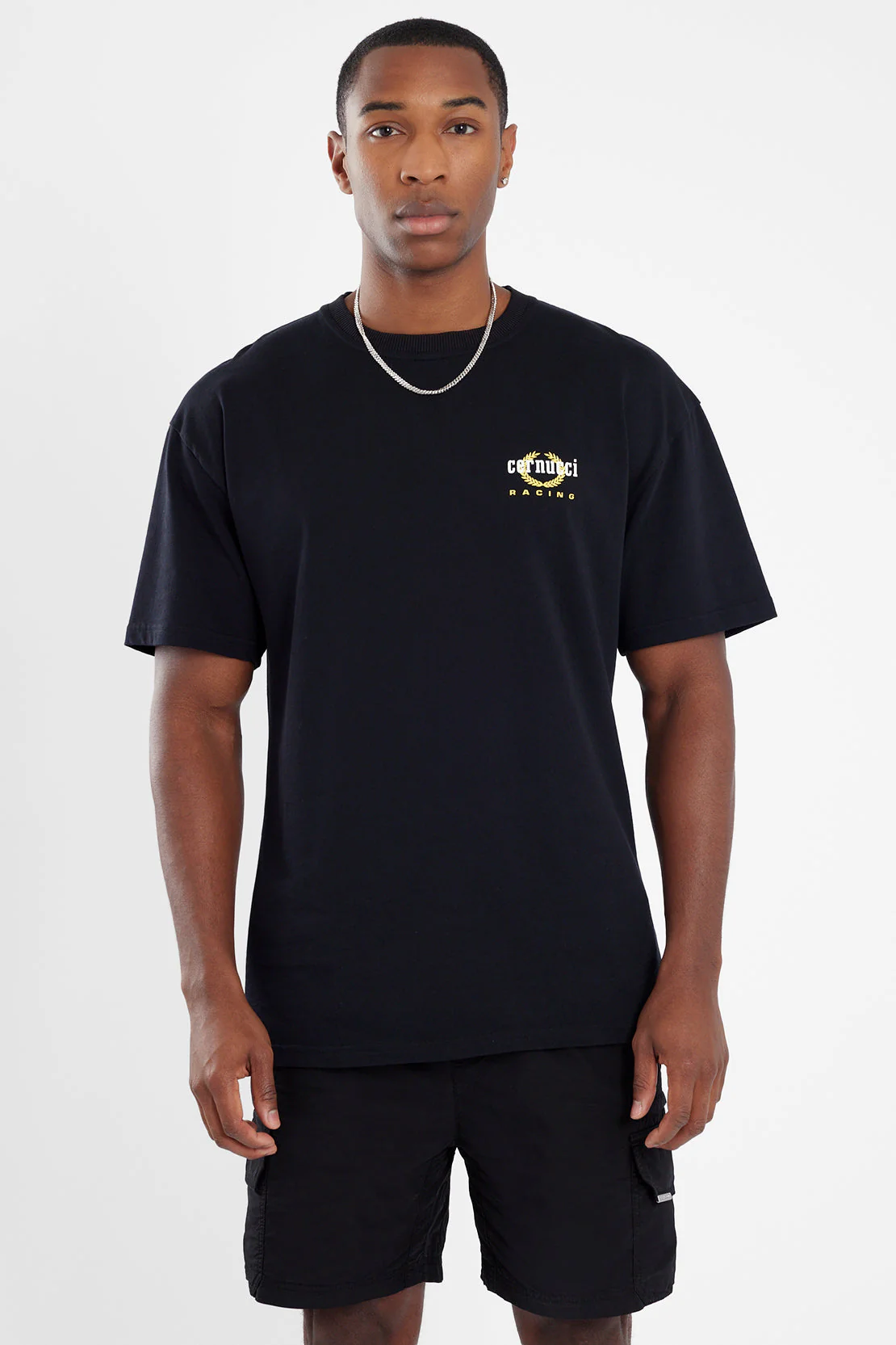 Oversized Moto Crest T-Shirt - Black - Image 2