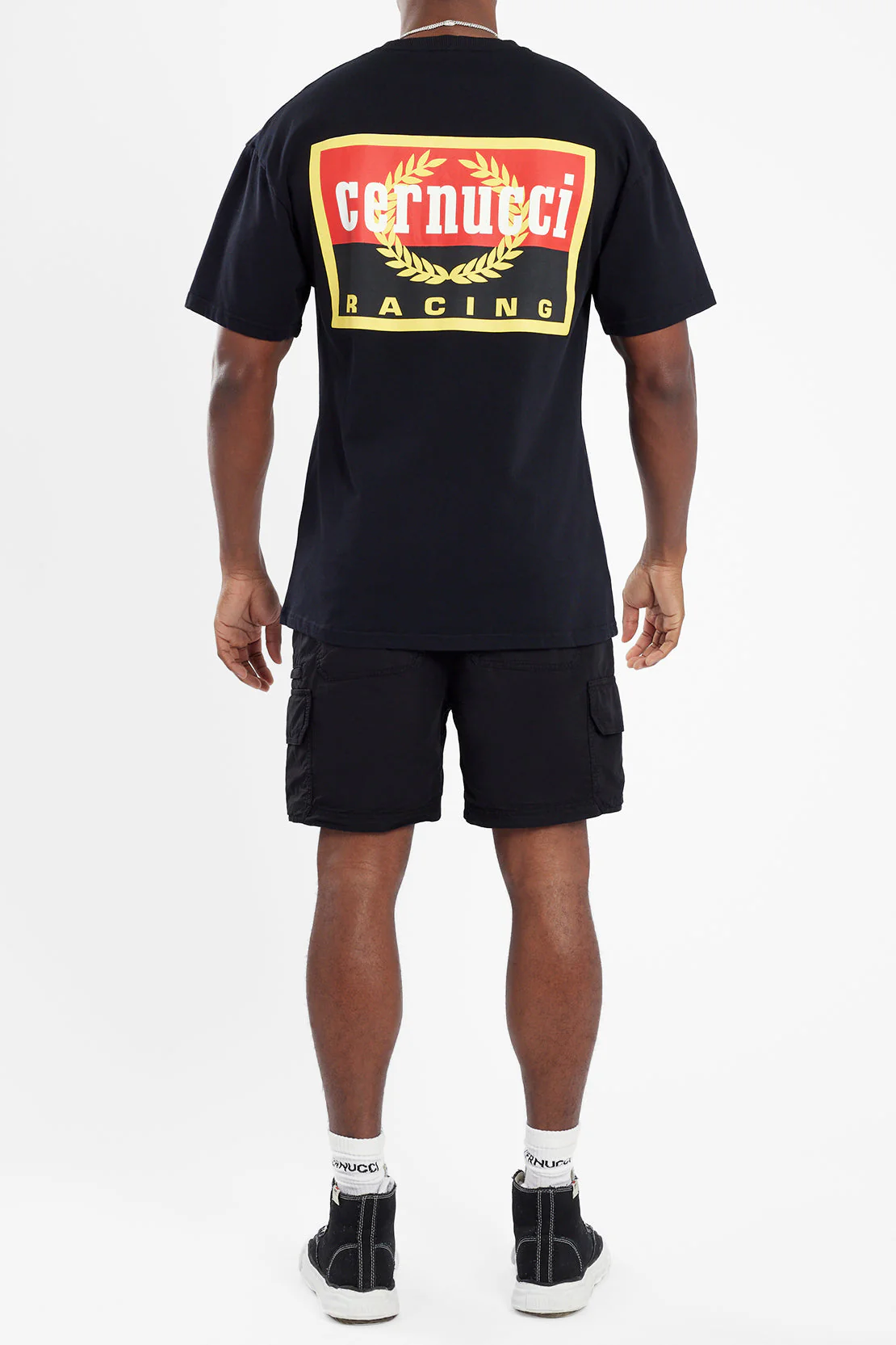 Oversized Moto Crest T-Shirt - Black - Image 3