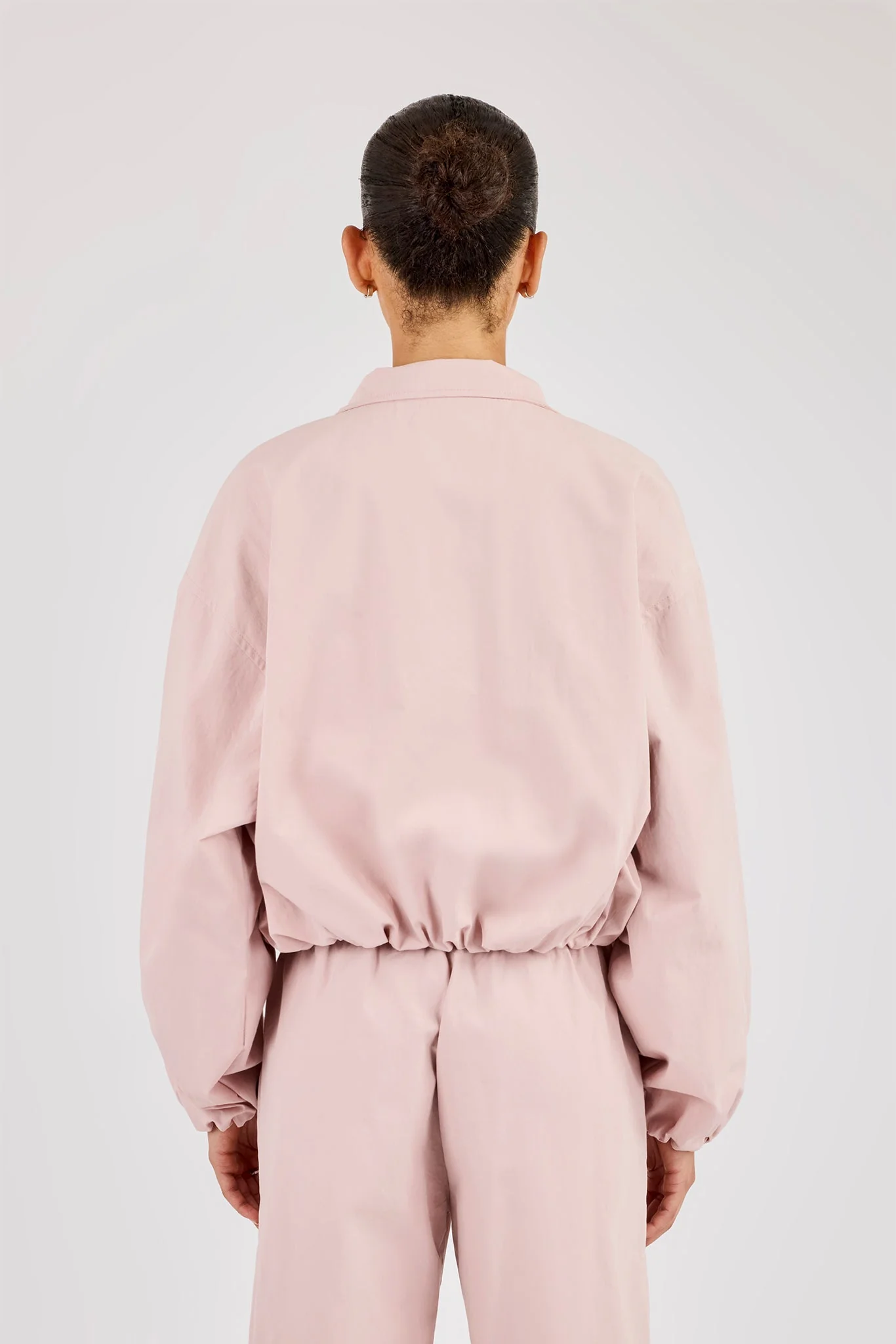 Oversized Nylon Track Jacket - Light Pink - Image 3