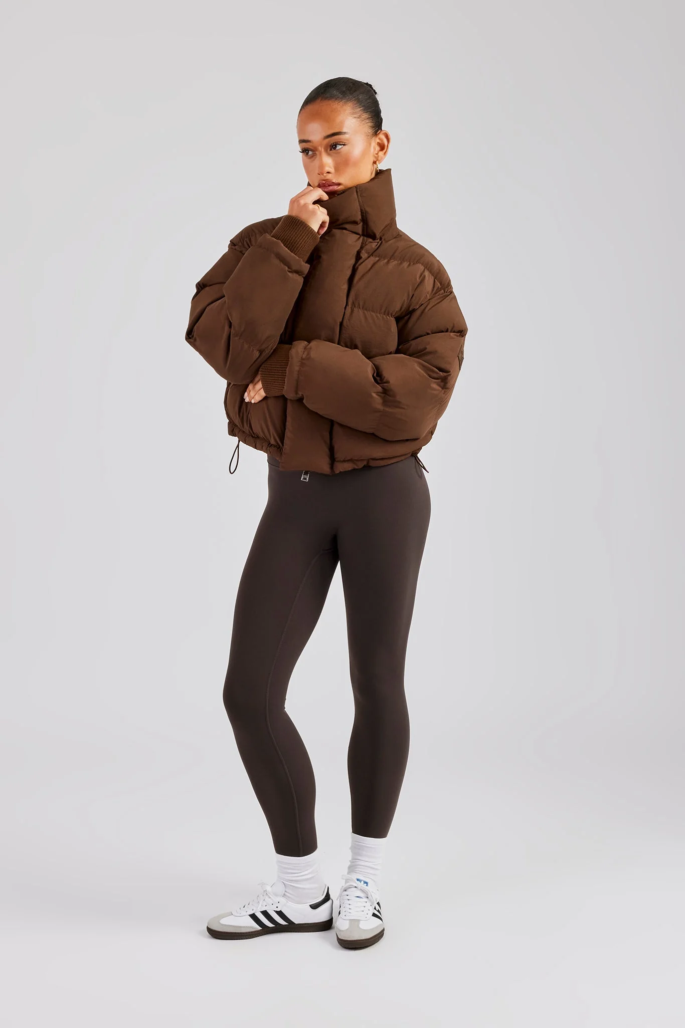 Oversized Padded Puffer Jacket - Chocolate - Image 2
