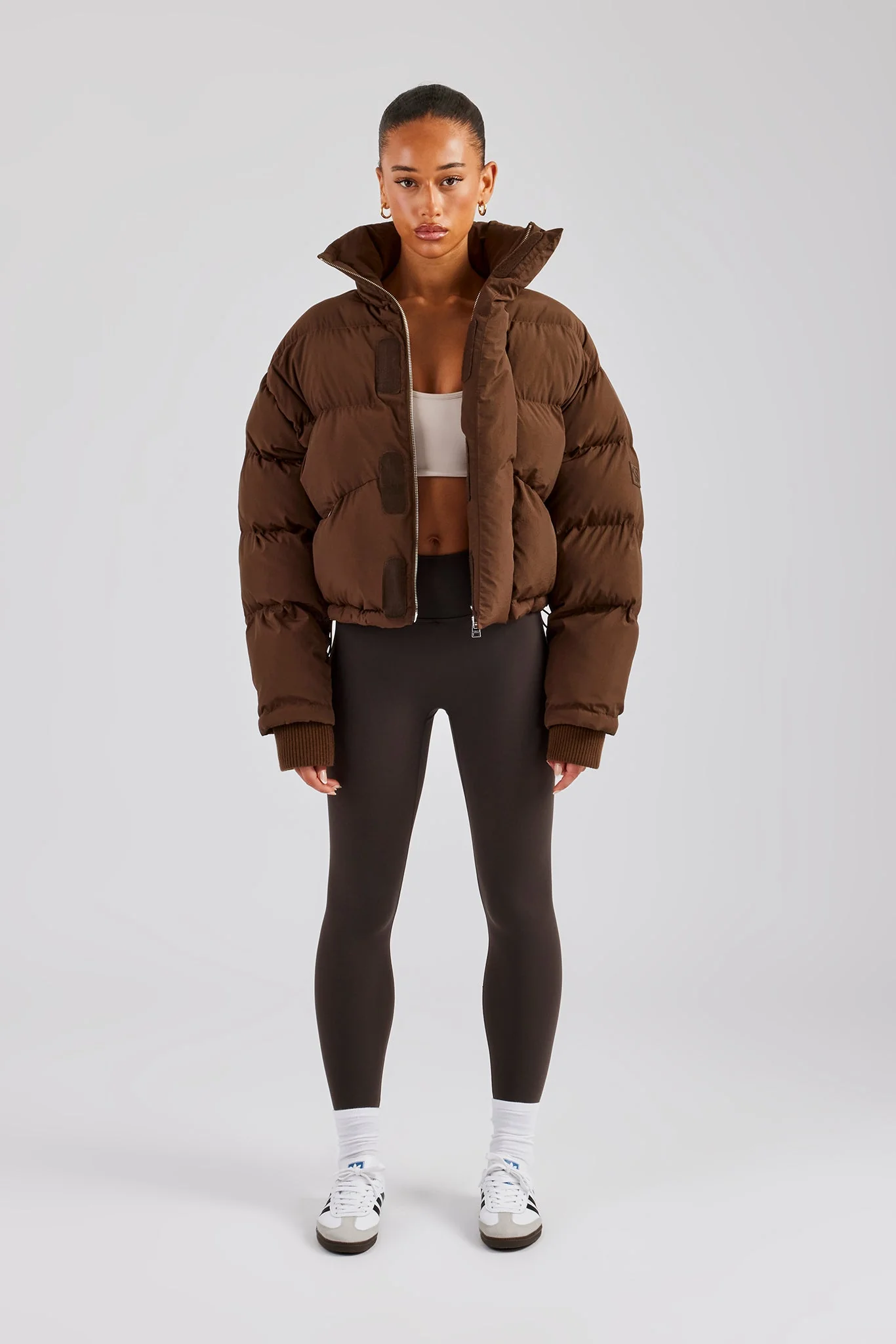 Oversized Padded Puffer Jacket - Chocolate - Image 3