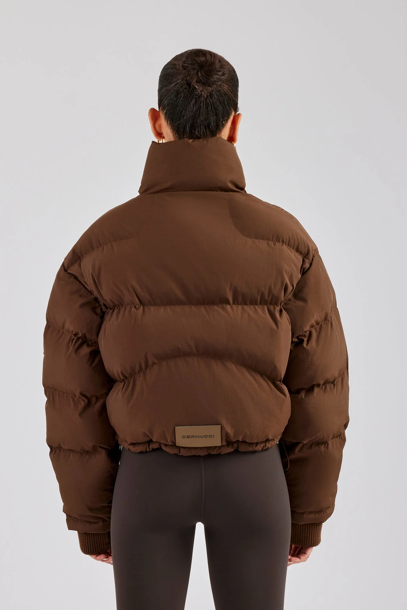 Oversized Padded Puffer Jacket - Chocolate - Image 4