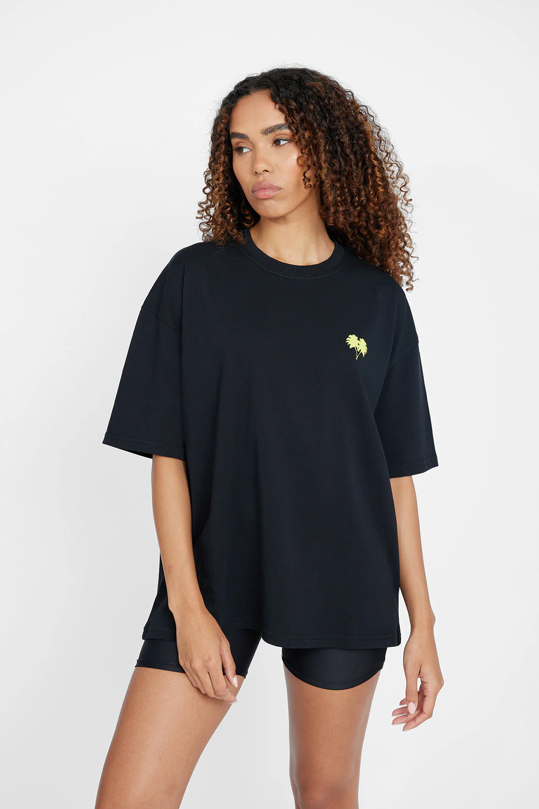 Oversized Palm Print T-Shirt - Black - Image 3