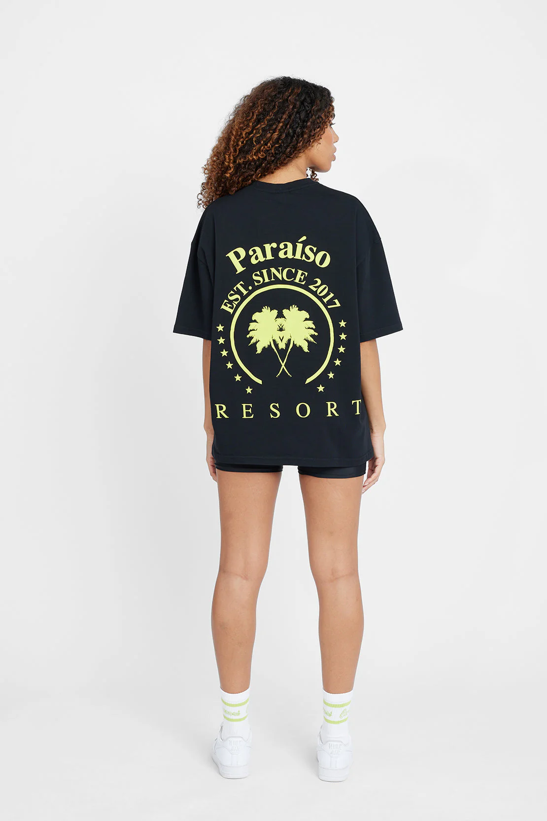 Oversized Palm Print T-Shirt - Black - Image 5