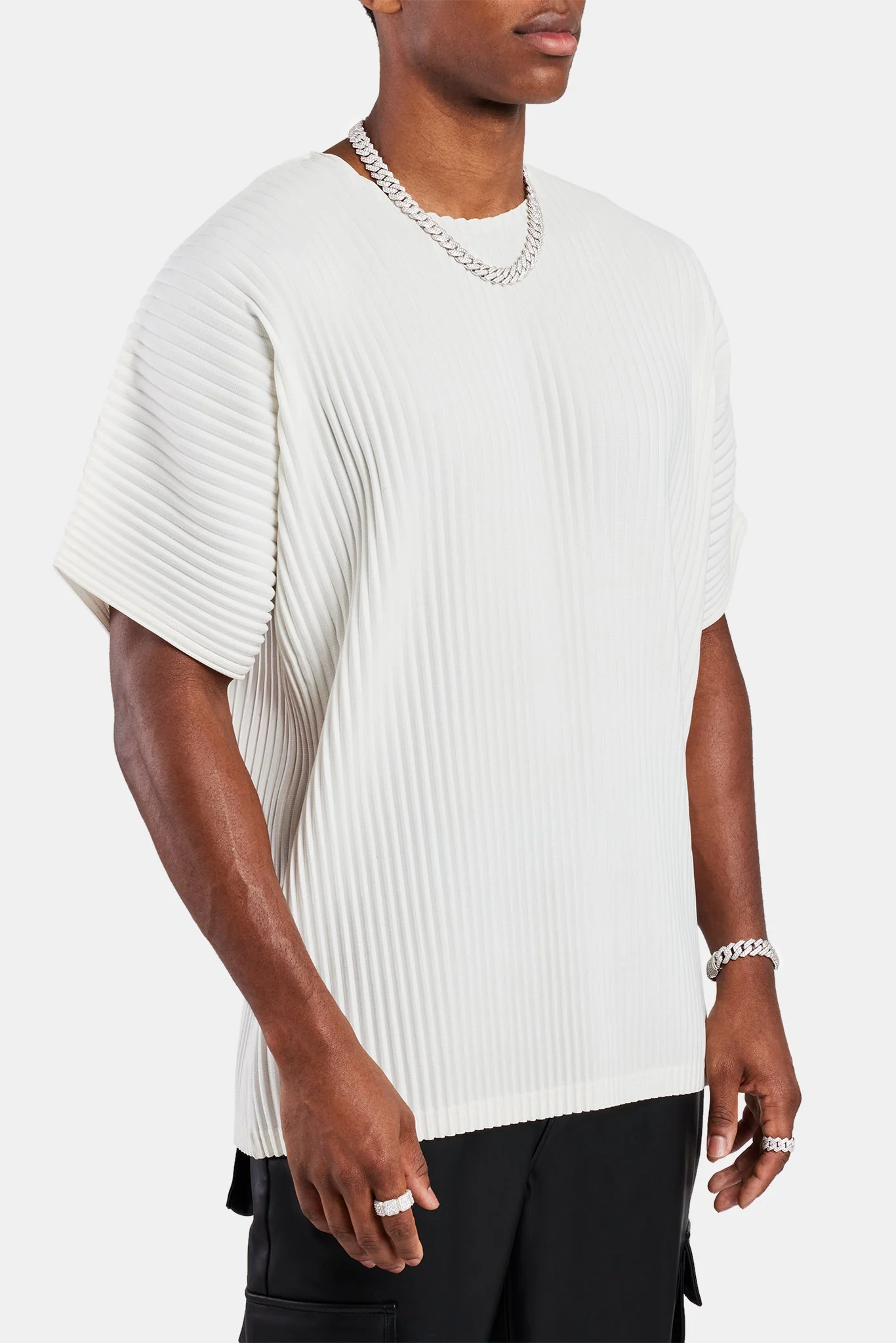 Oversized Pleated T-Shirt - Off White - Image 4