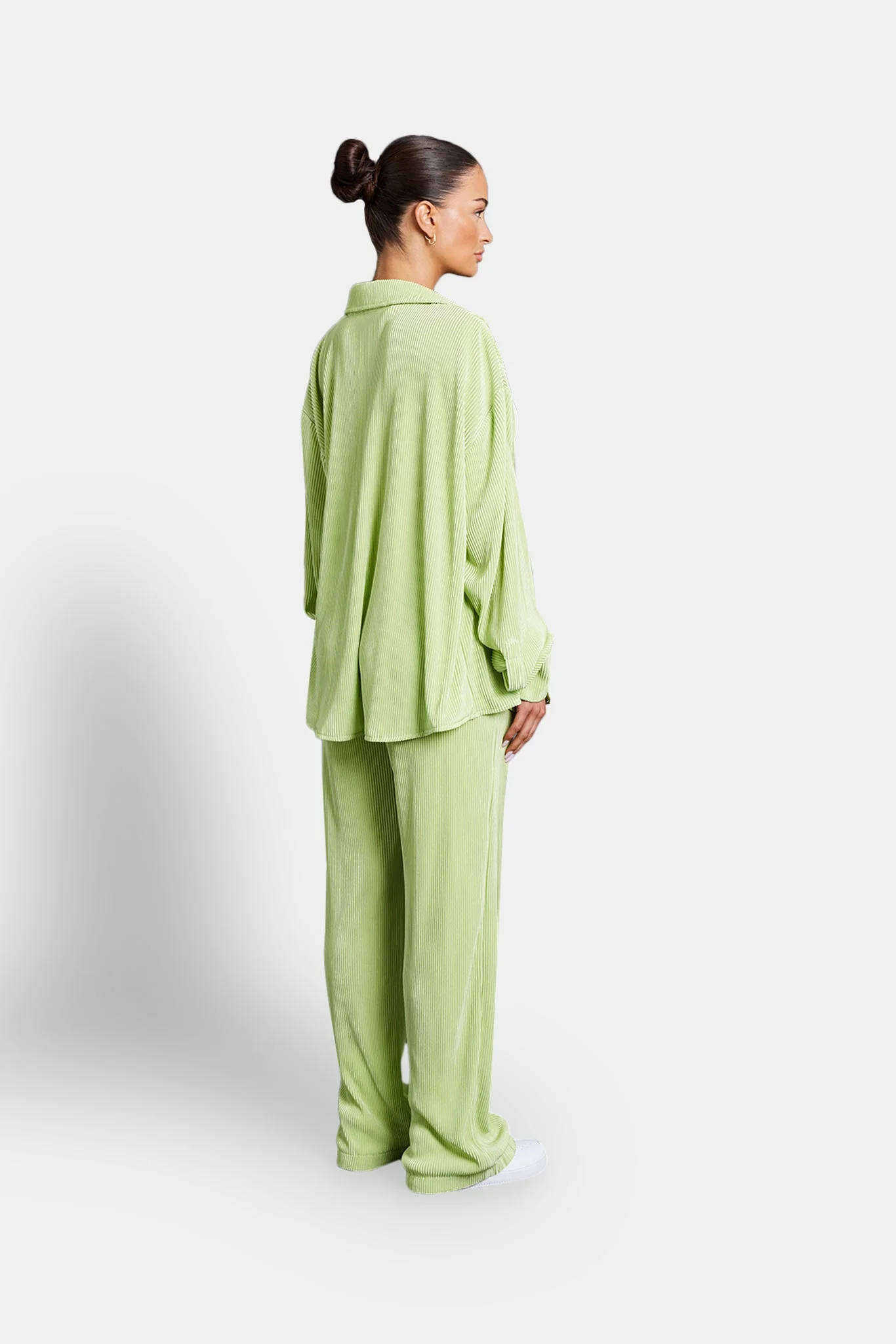 Oversized Plisse Shirt - Lime - Image 4