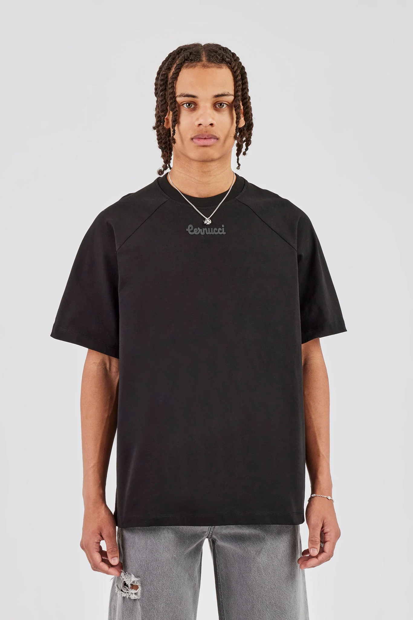 Oversized Raglan Logo T-Shirt - Black