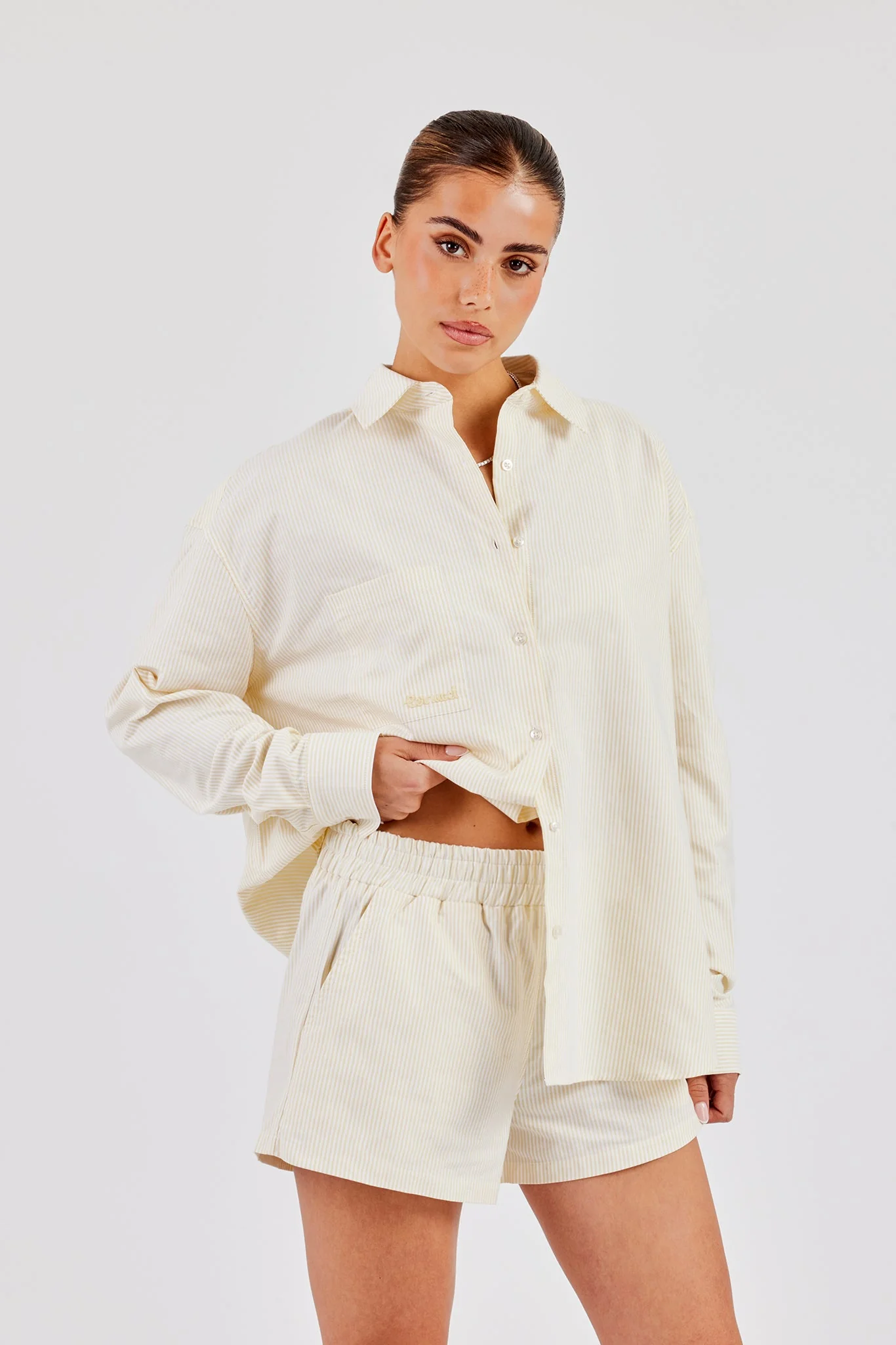 Oversized Stripe Shirt - Butter Yellow - Image 3