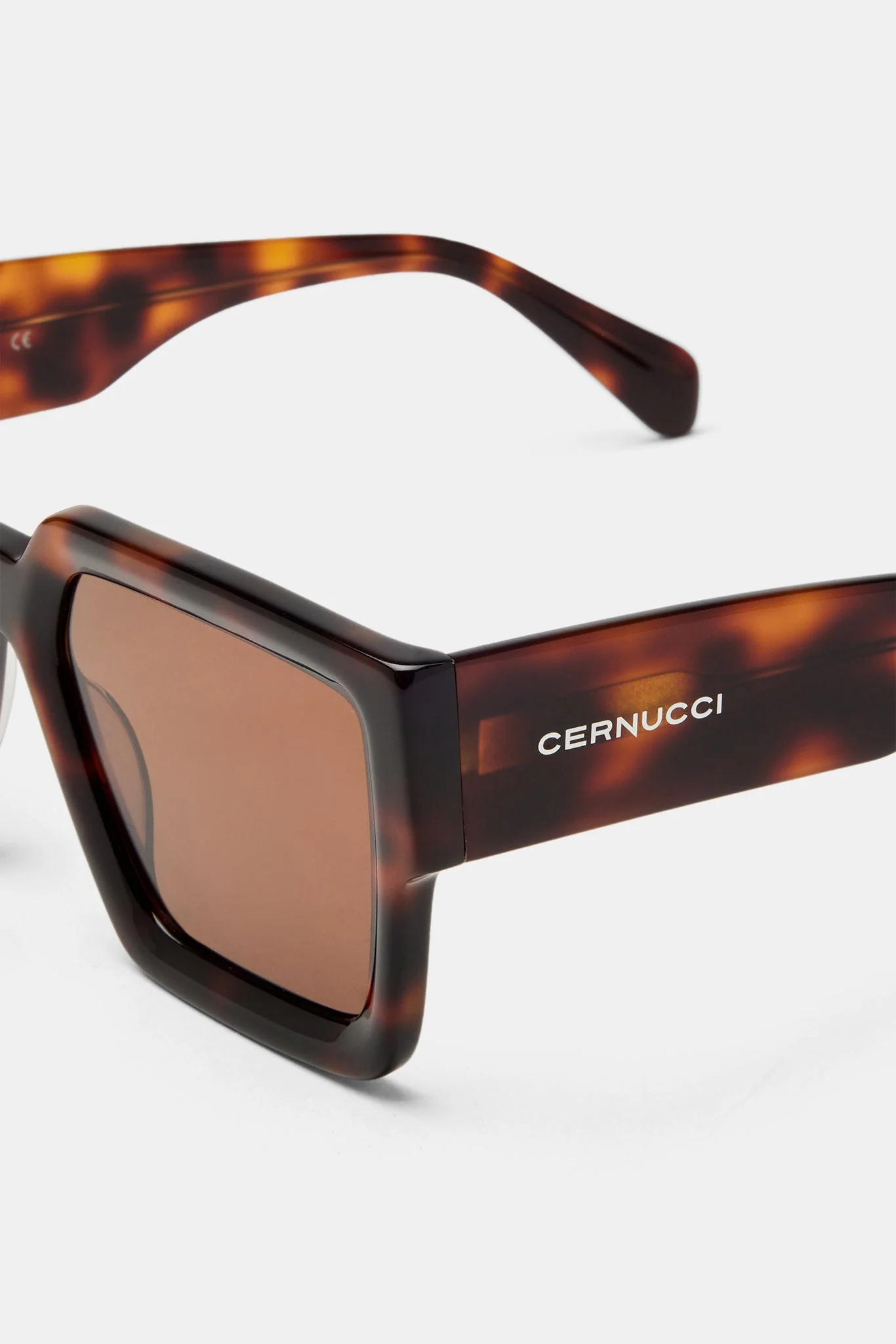Oversized Thick Frame Acetate Sunglasses - Brown - Image 3